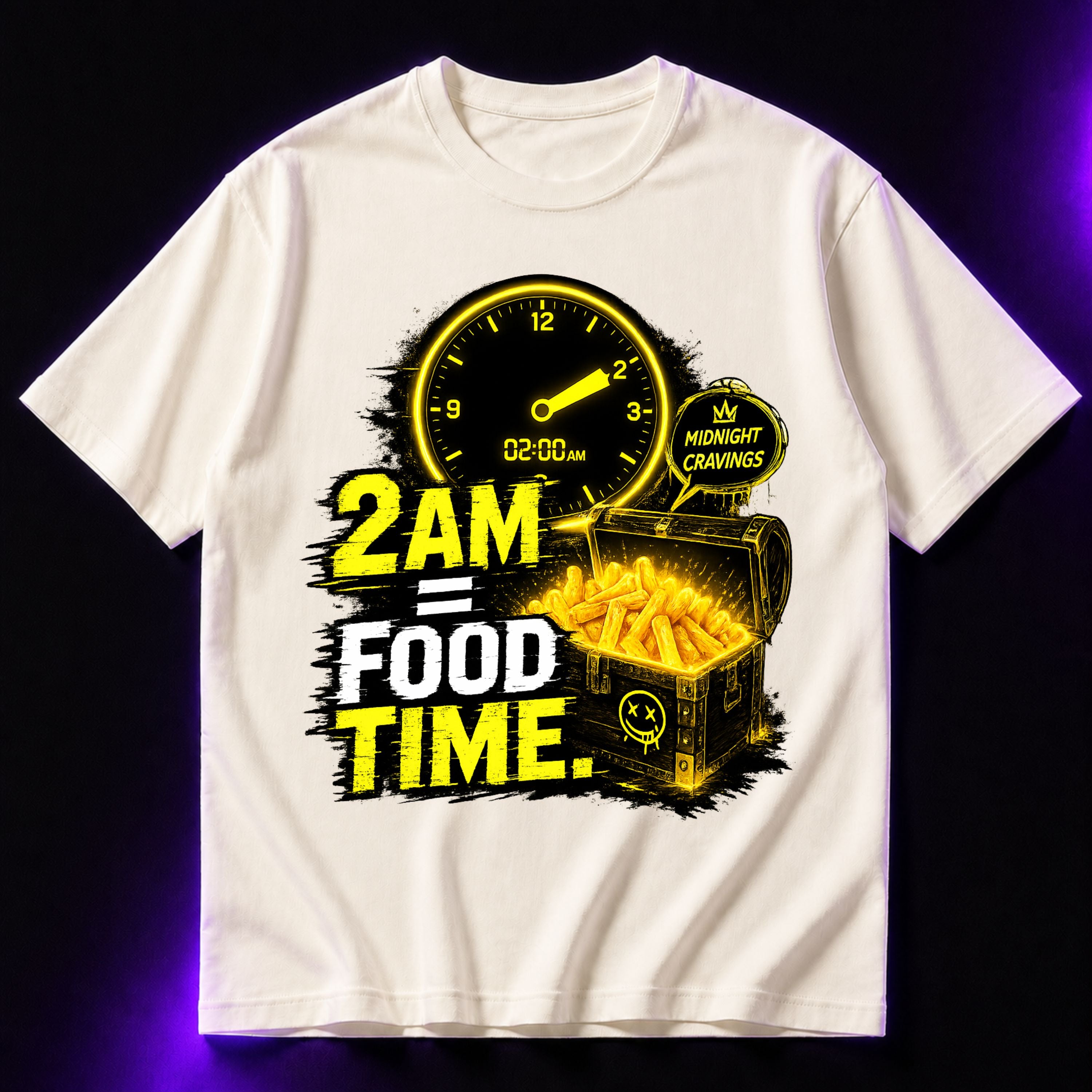 2 AM = Food Time Oversized Graphic T-Shirt – Cool Foodie Unisex Tee