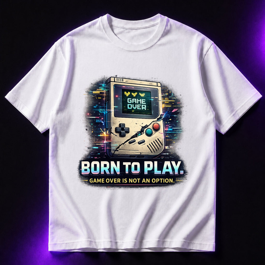 Born To Play Game Over Is Not An Option Oversized Gaming Graphic T-Shirt – Unisex Gamer Tee
