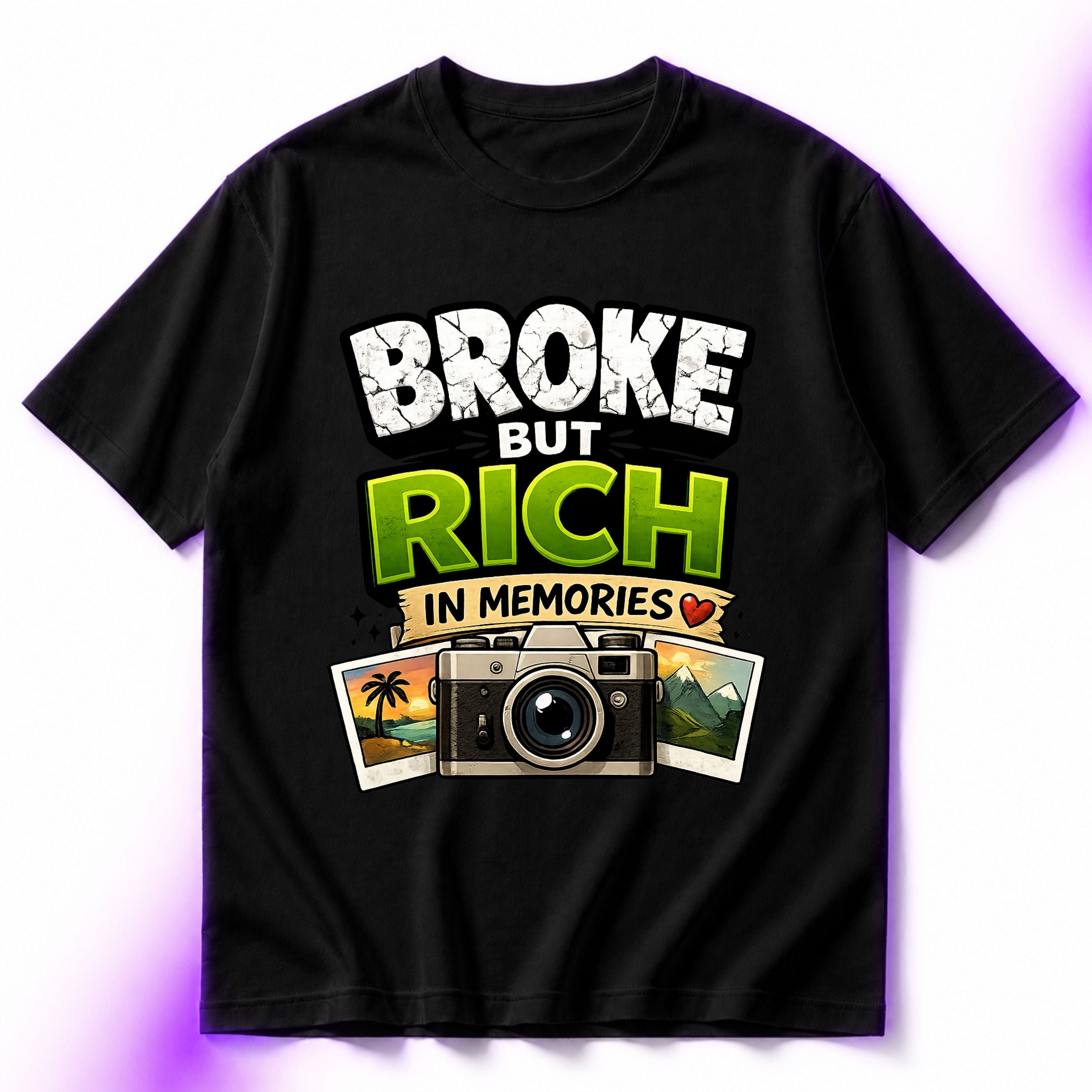 Broke But Rich In Memories Oversized Graphic T-Shirt – Aesthetic Unisex Tee