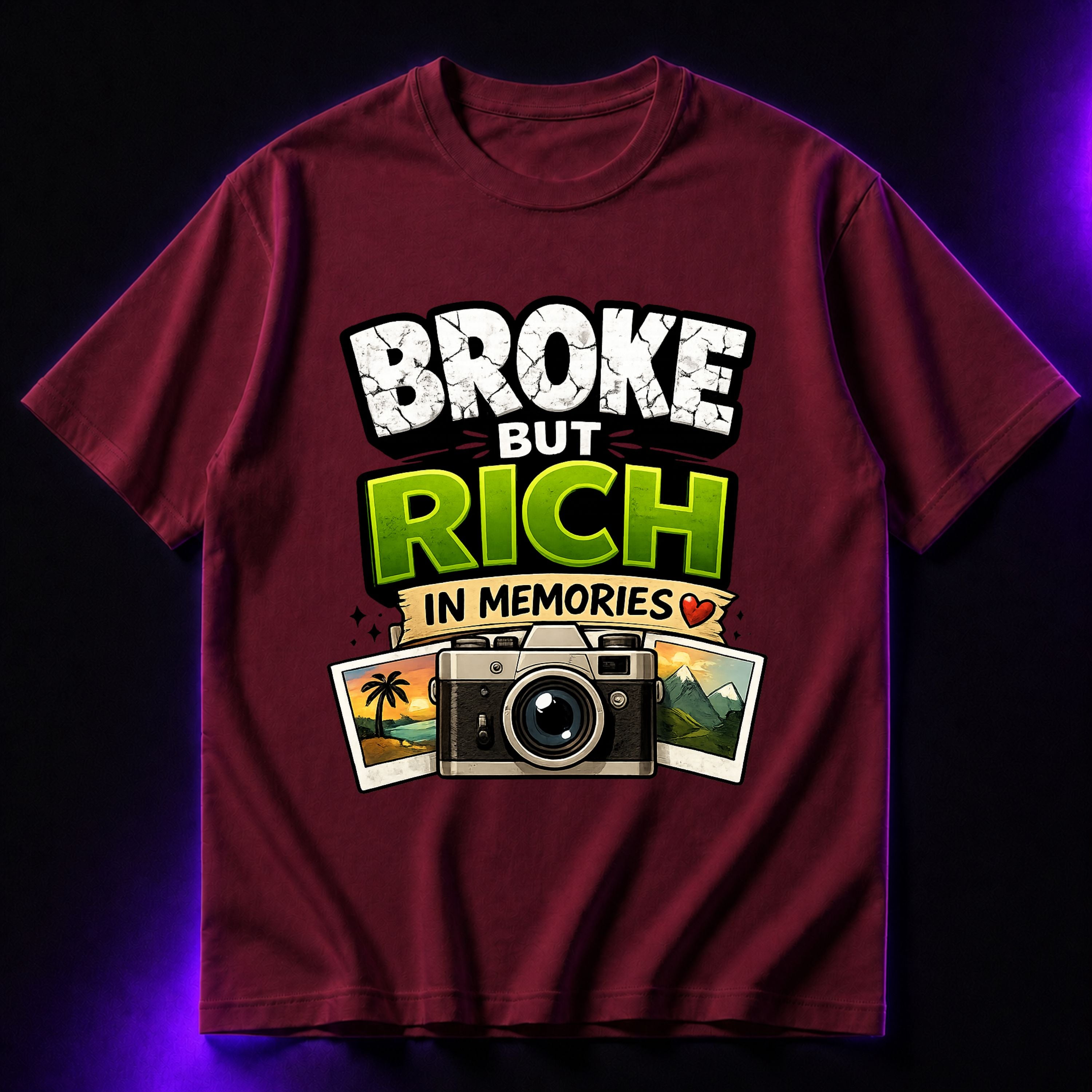 Broke But Rich In Memories Oversized Graphic T-Shirt – Aesthetic Unisex Tee