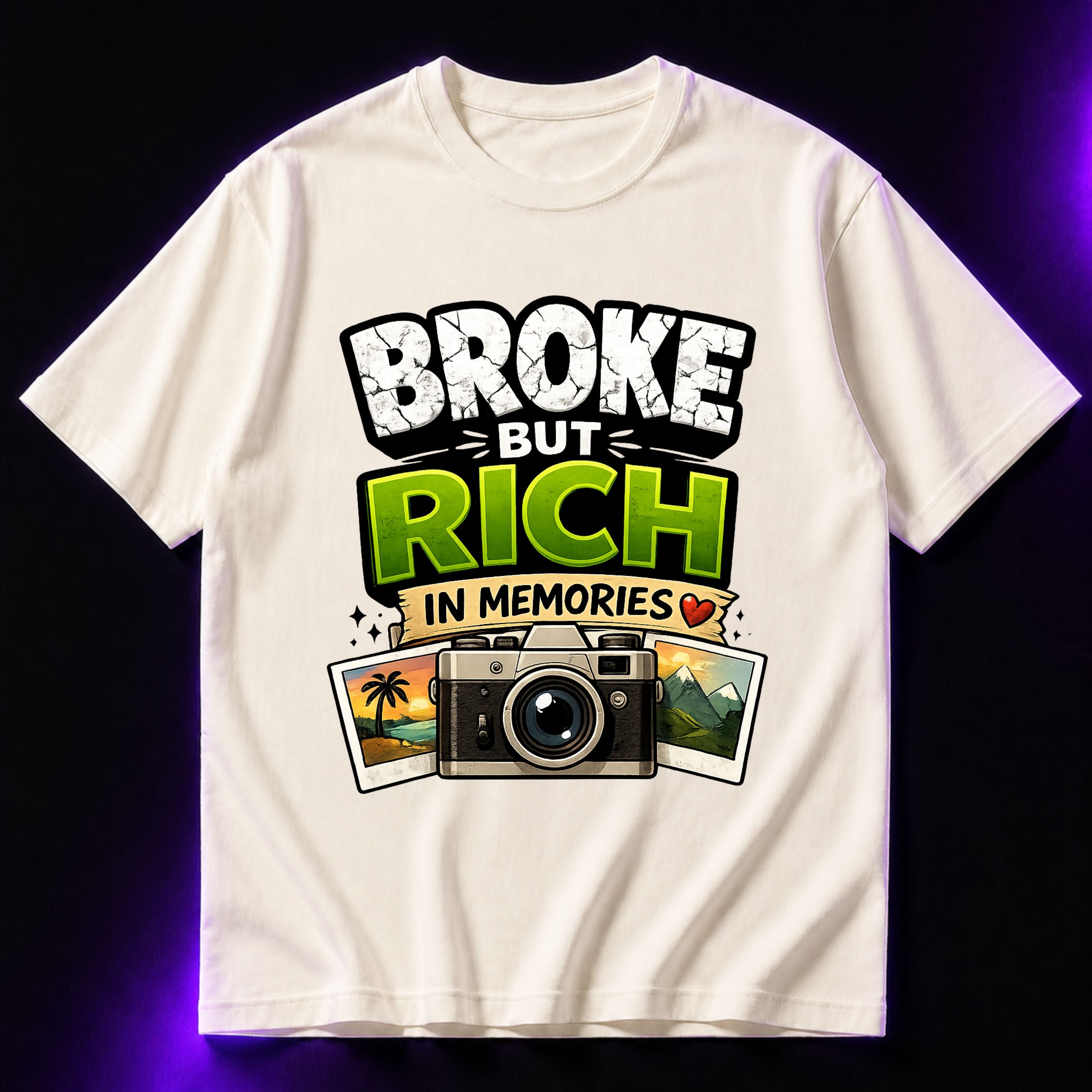 Broke But Rich In Memories Oversized Graphic T-Shirt – Aesthetic Unisex Tee