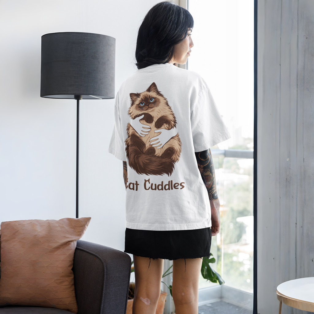 Cat Cuddles Unisex Oversized Tee