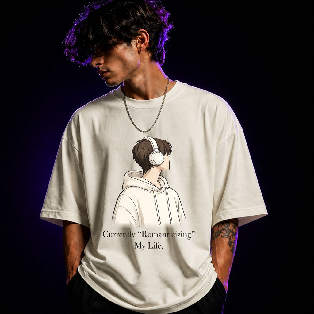 Currently Romanticizing My Life Oversized Graphic T-Shirt – Aesthetic Unisex Tee