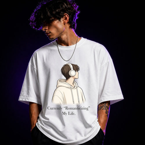 Currently Romanticizing My Life Oversized Graphic T-Shirt – Aesthetic Unisex Tee