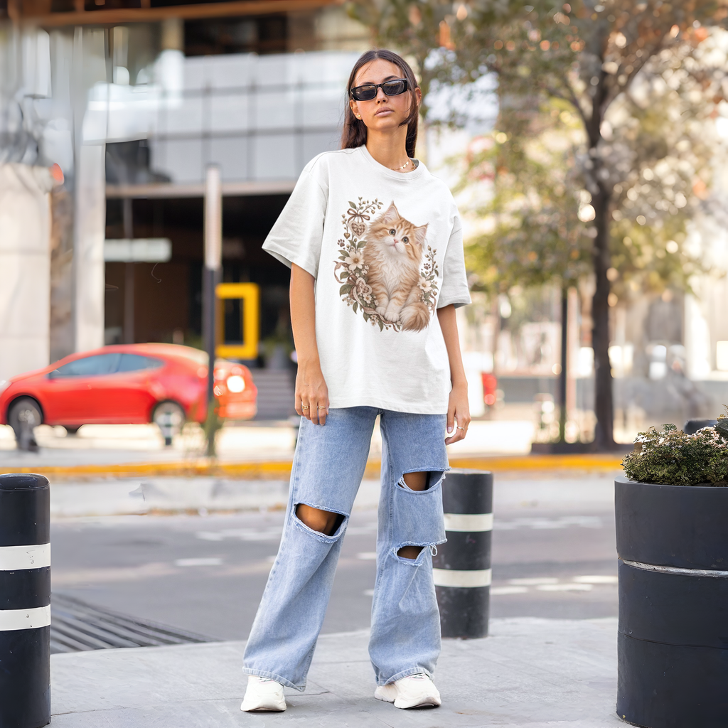 Cute Cat Unisex Oversized Tee