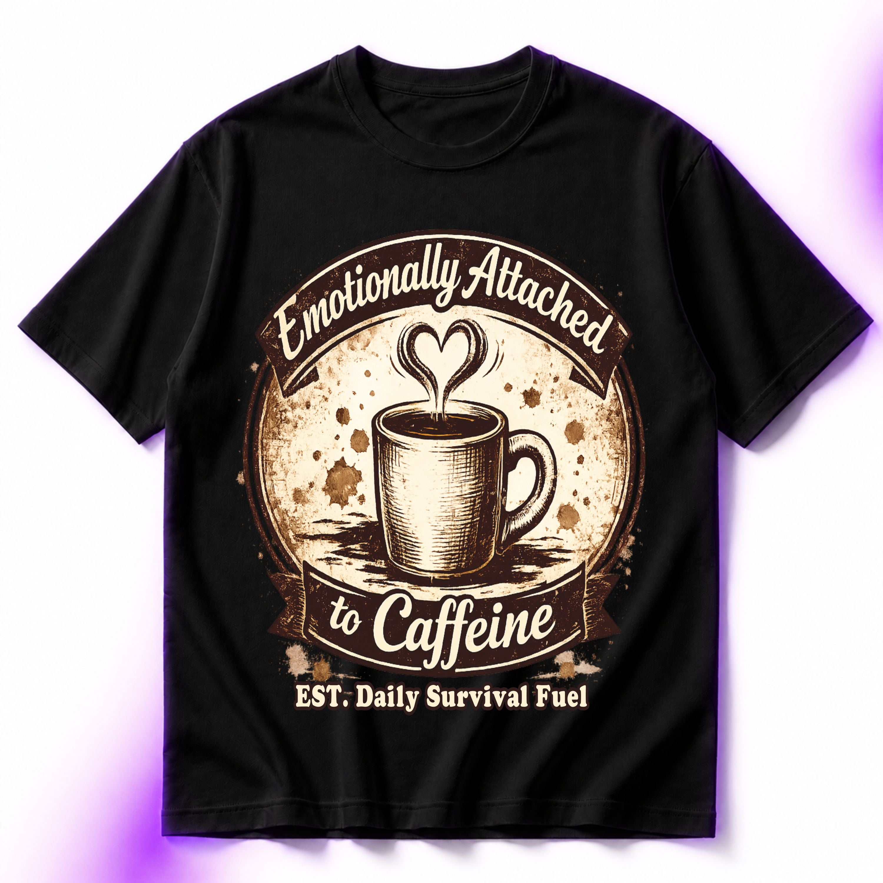 Emotionally Attached to Caffeine Oversized Graphic T-Shirt – Coffee Lover Unisex Tee