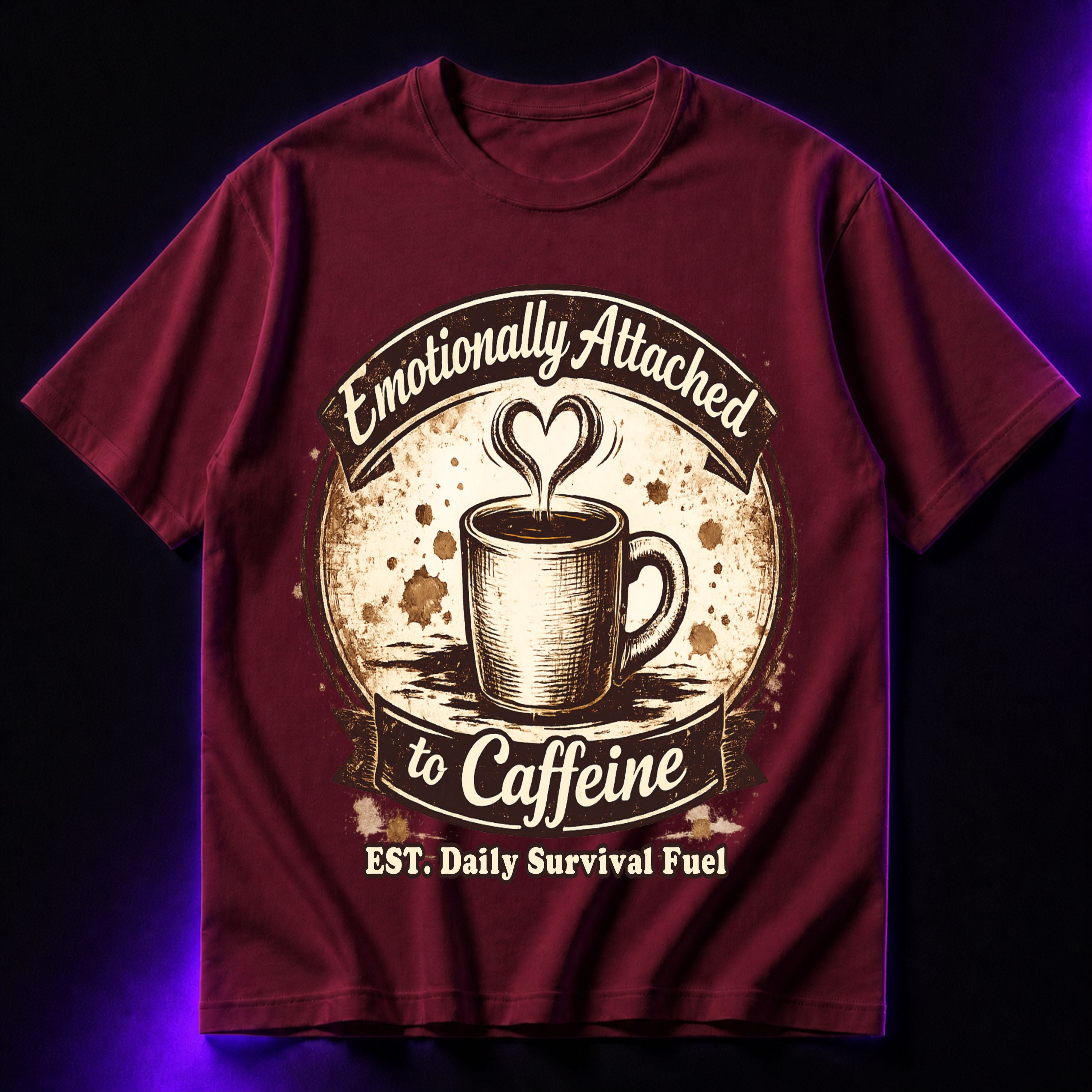 Emotionally Attached to Caffeine Oversized Graphic T-Shirt – Coffee Lover Unisex Tee