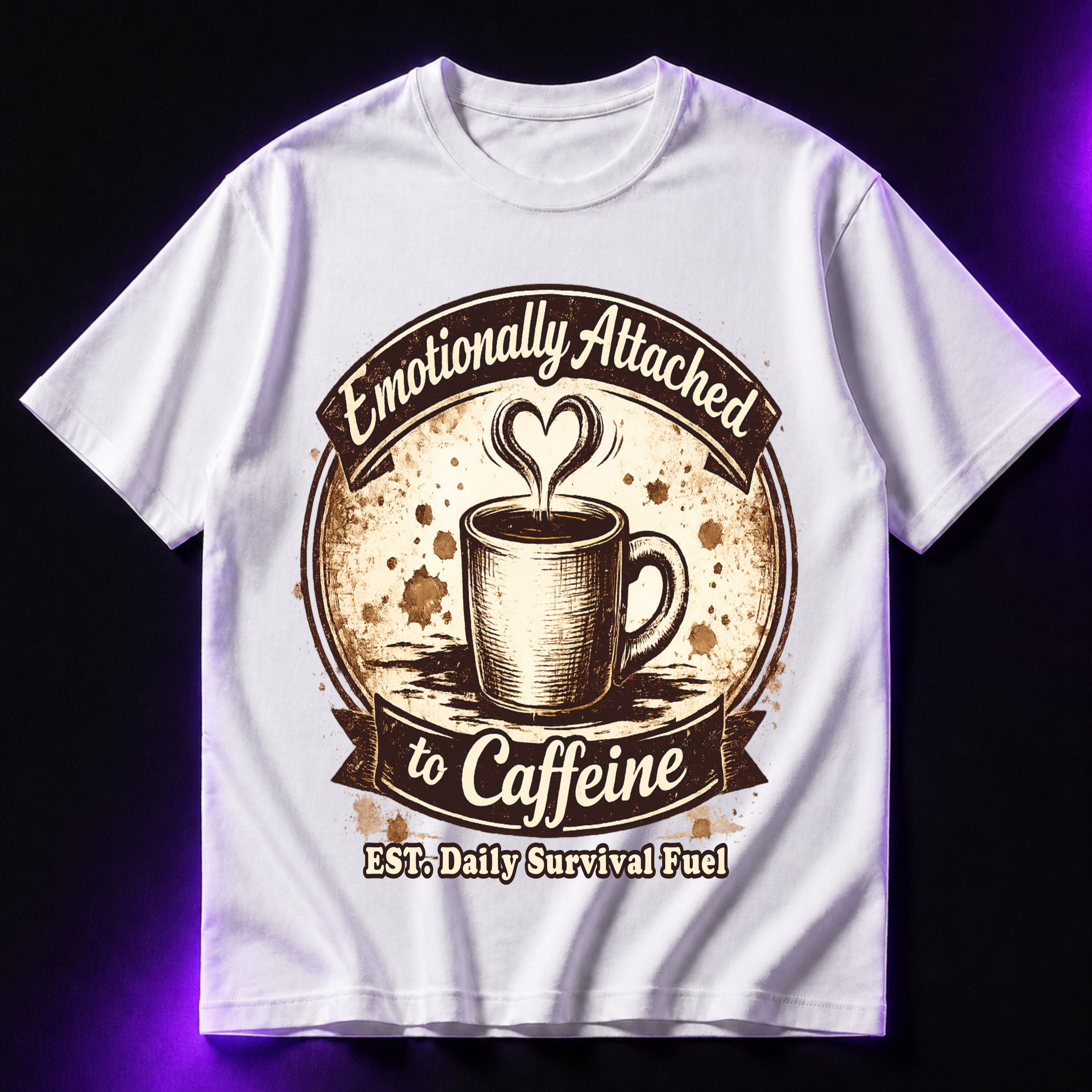 Emotionally Attached to Caffeine Oversized Graphic T-Shirt – Coffee Lover Unisex Tee