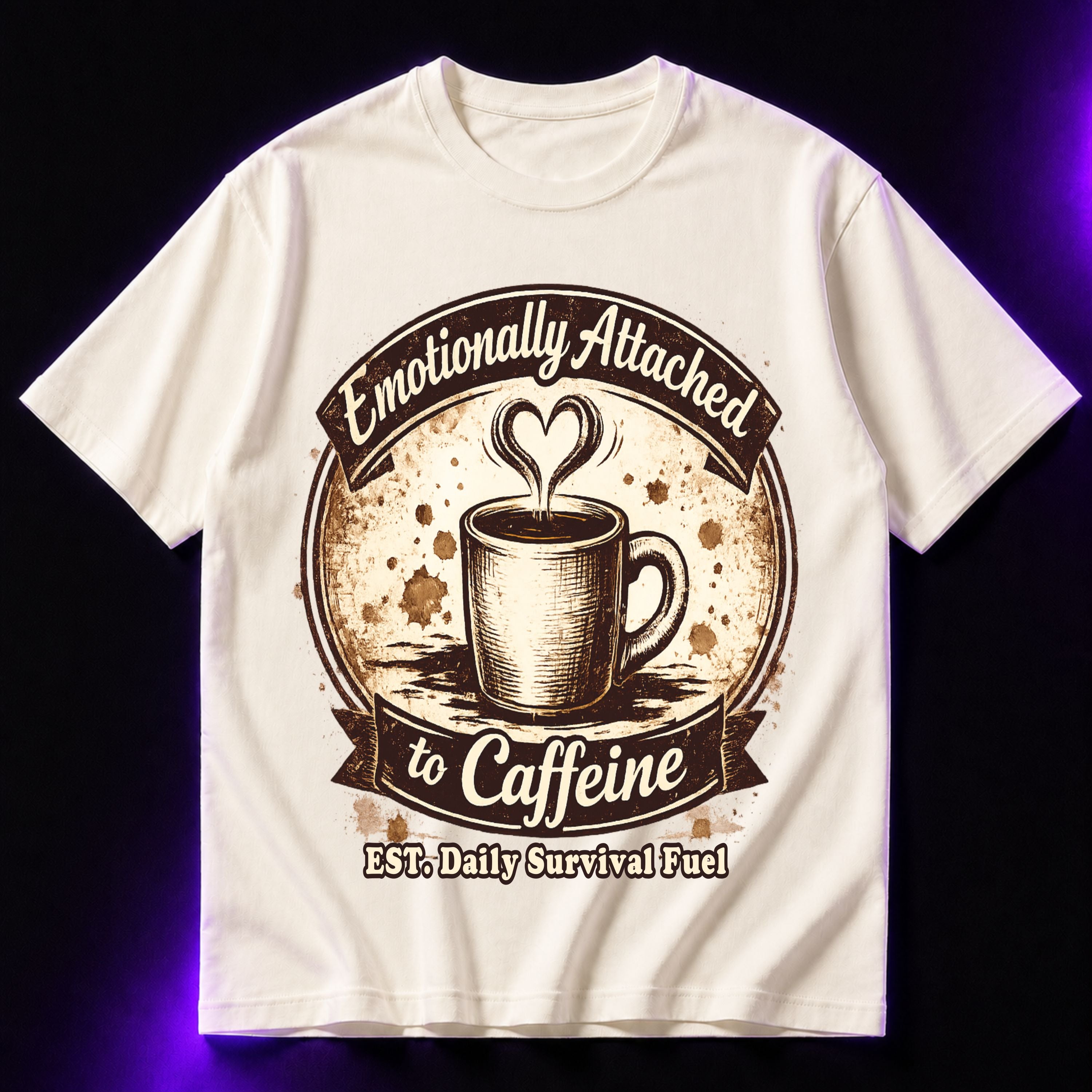 Emotionally Attached to Caffeine Oversized Graphic T-Shirt – Coffee Lover Unisex Tee