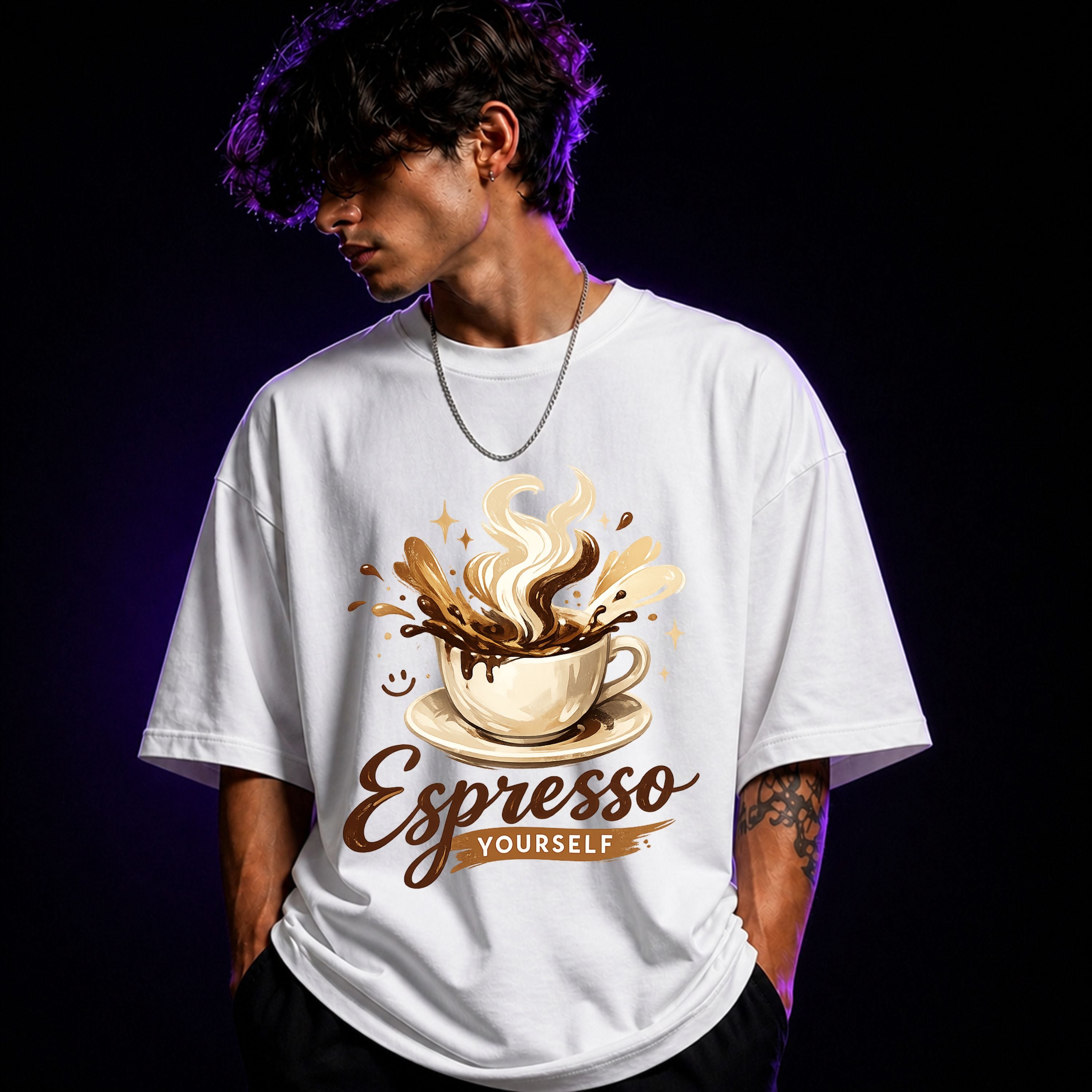 Espresso Yourself Oversized Graphic T-Shirt –  Coffee Lover Unisex Tee