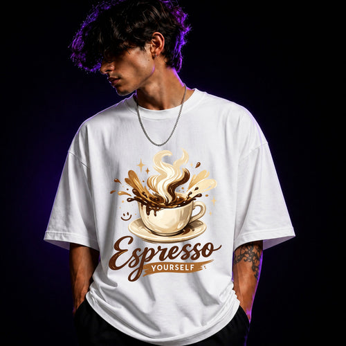 Espresso Yourself Oversized Graphic T-Shirt –  Coffee Lover Unisex Tee