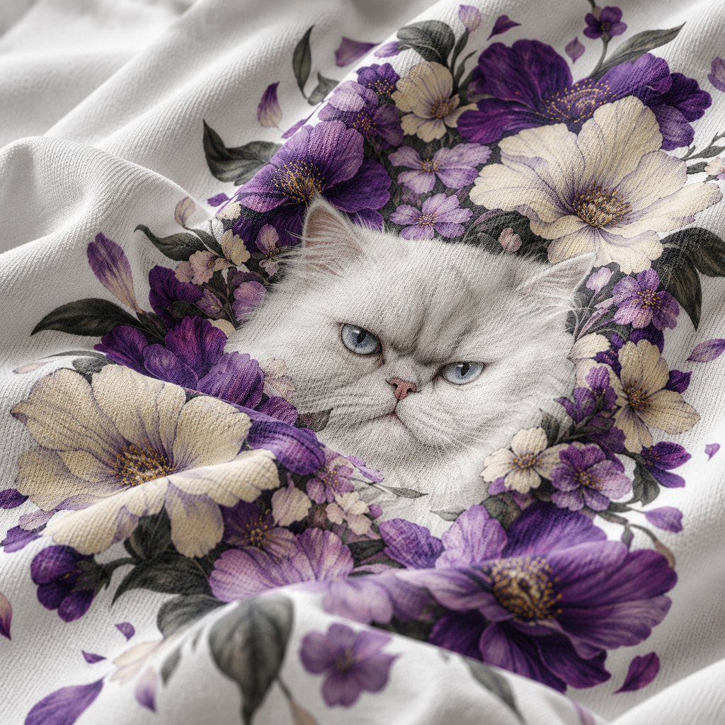 Bloom Cat Unisex Oversized Tee