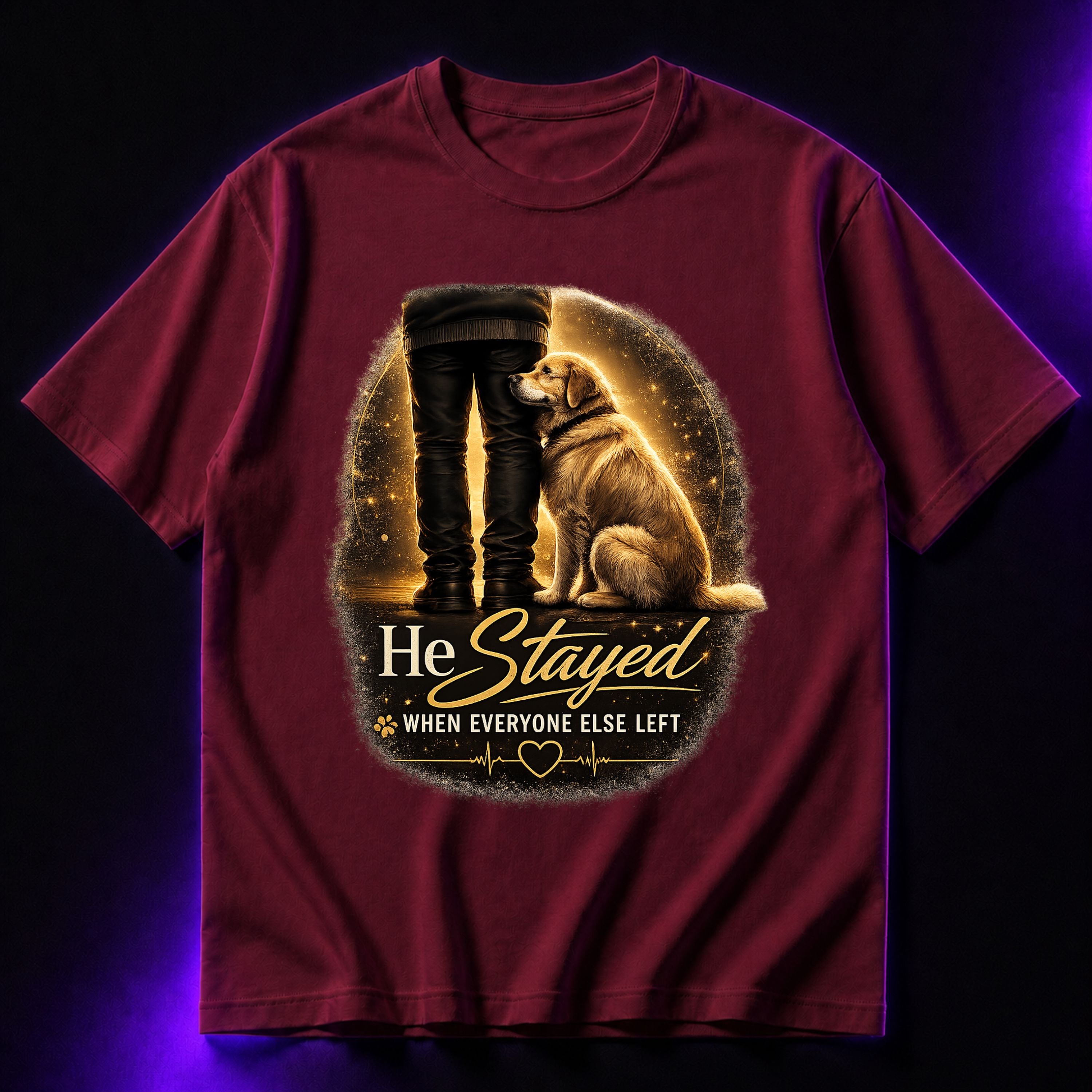 He Stayed When Everyone Else Left Oversized Graphic T-Shirt – Dog Lover Unisex Tee