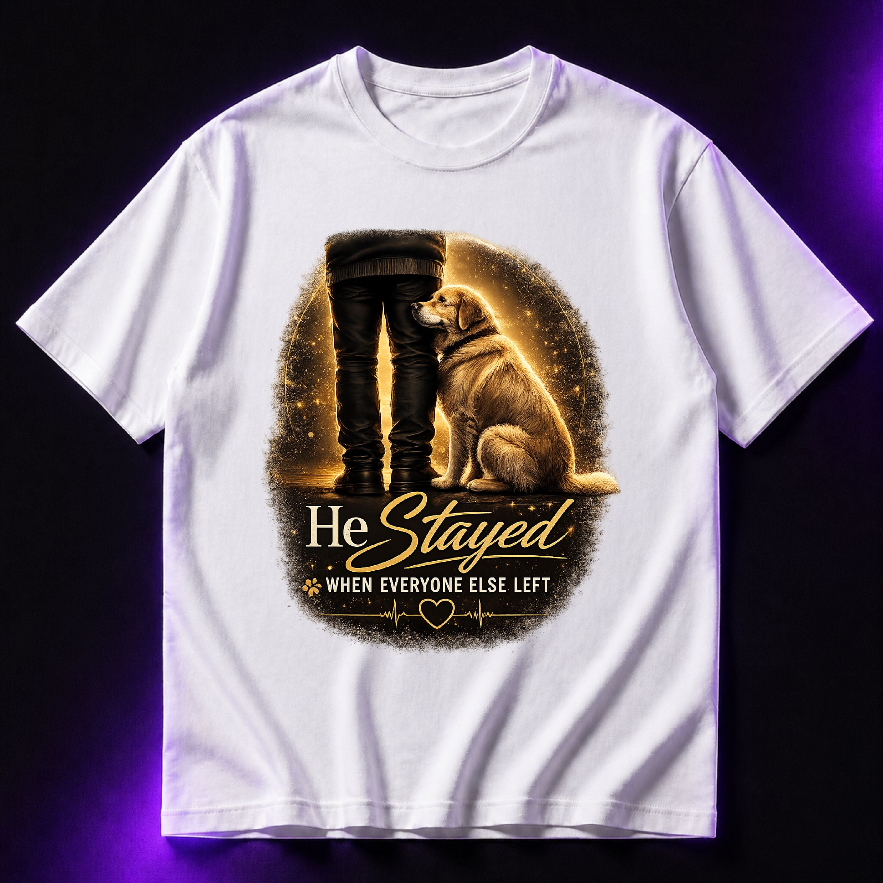 He Stayed When Everyone Else Left Oversized Graphic T-Shirt – Dog Lover Unisex Tee