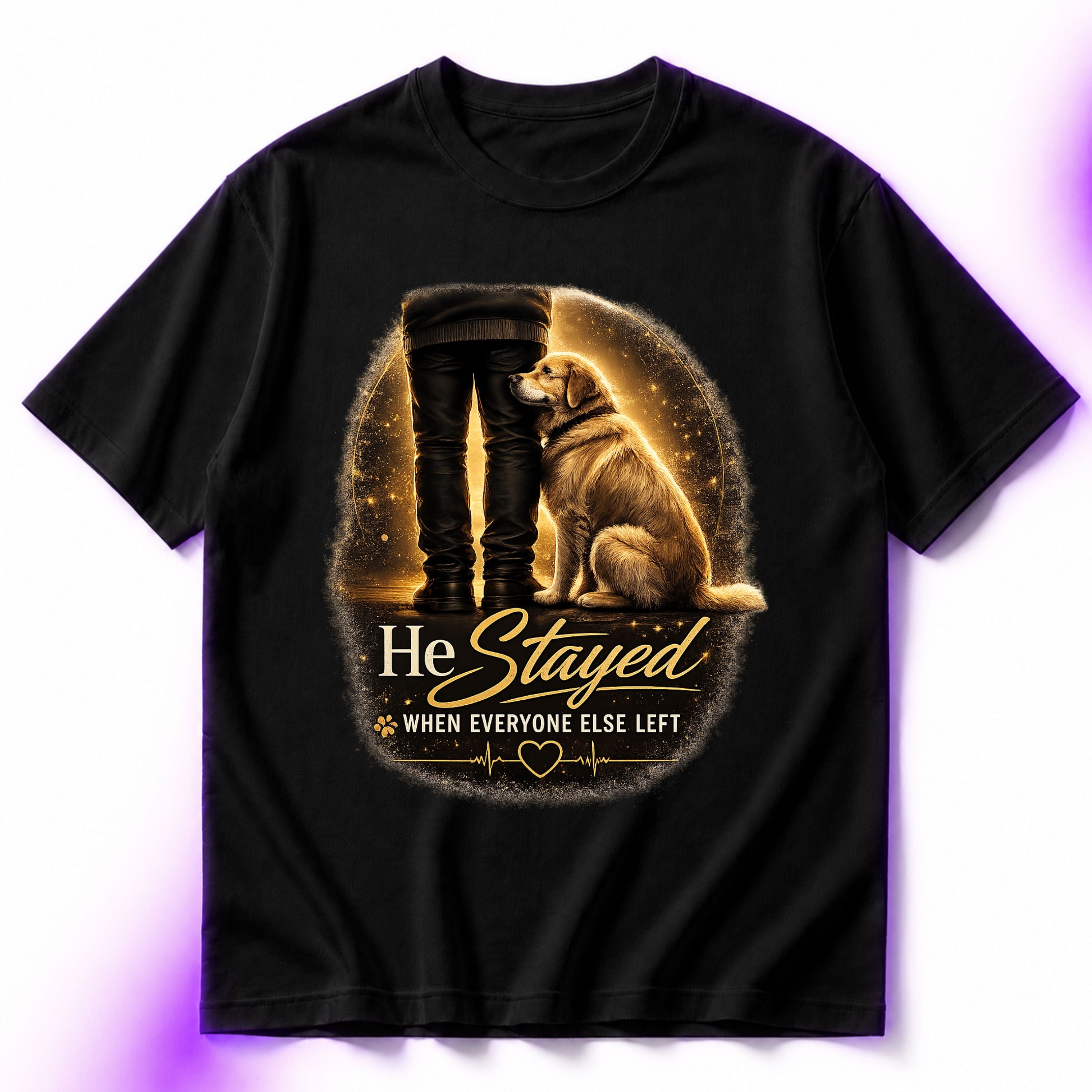He Stayed When Everyone Else Left Oversized Graphic T-Shirt – Dog Lover Unisex Tee