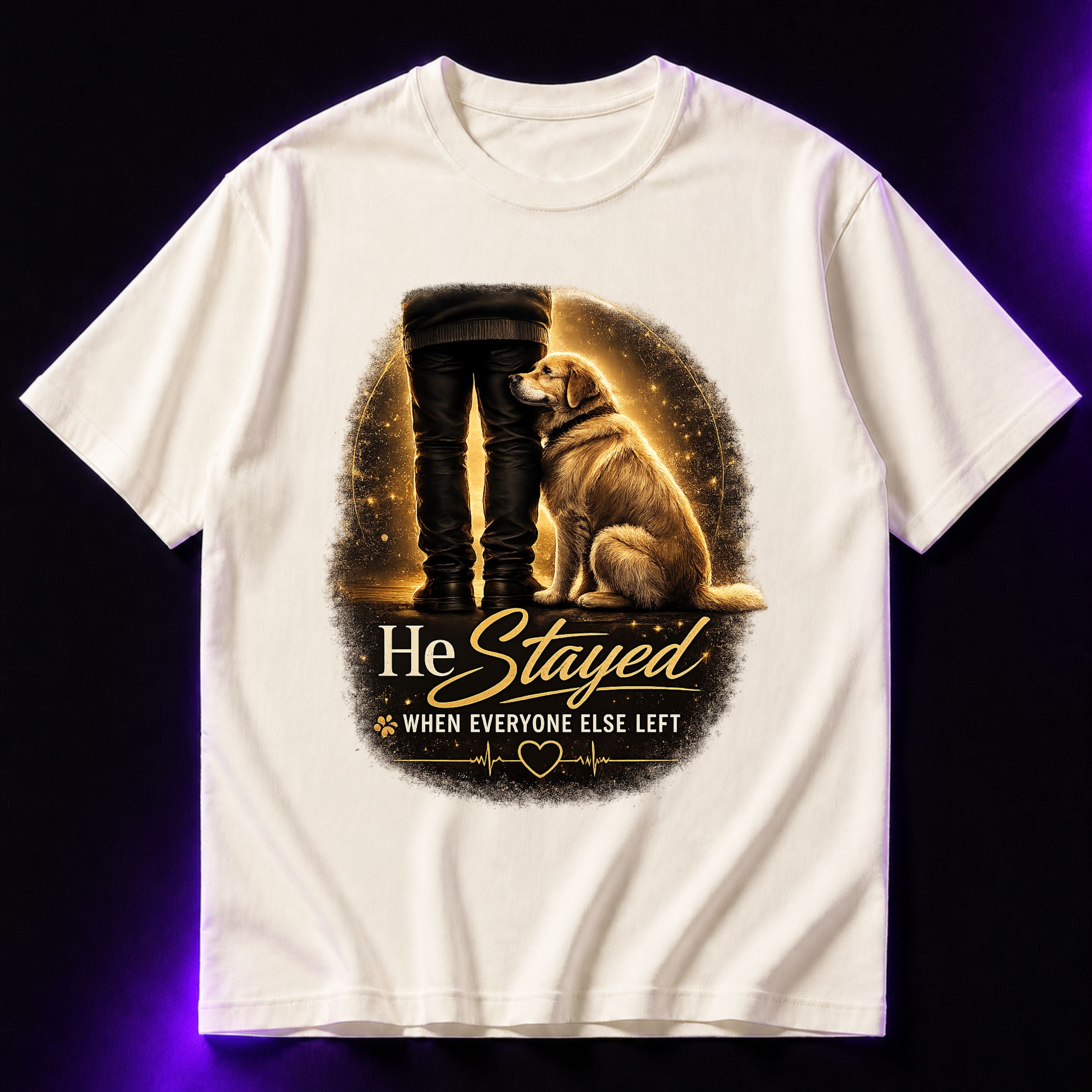 He Stayed When Everyone Else Left Oversized Graphic T-Shirt – Dog Lover Unisex Tee