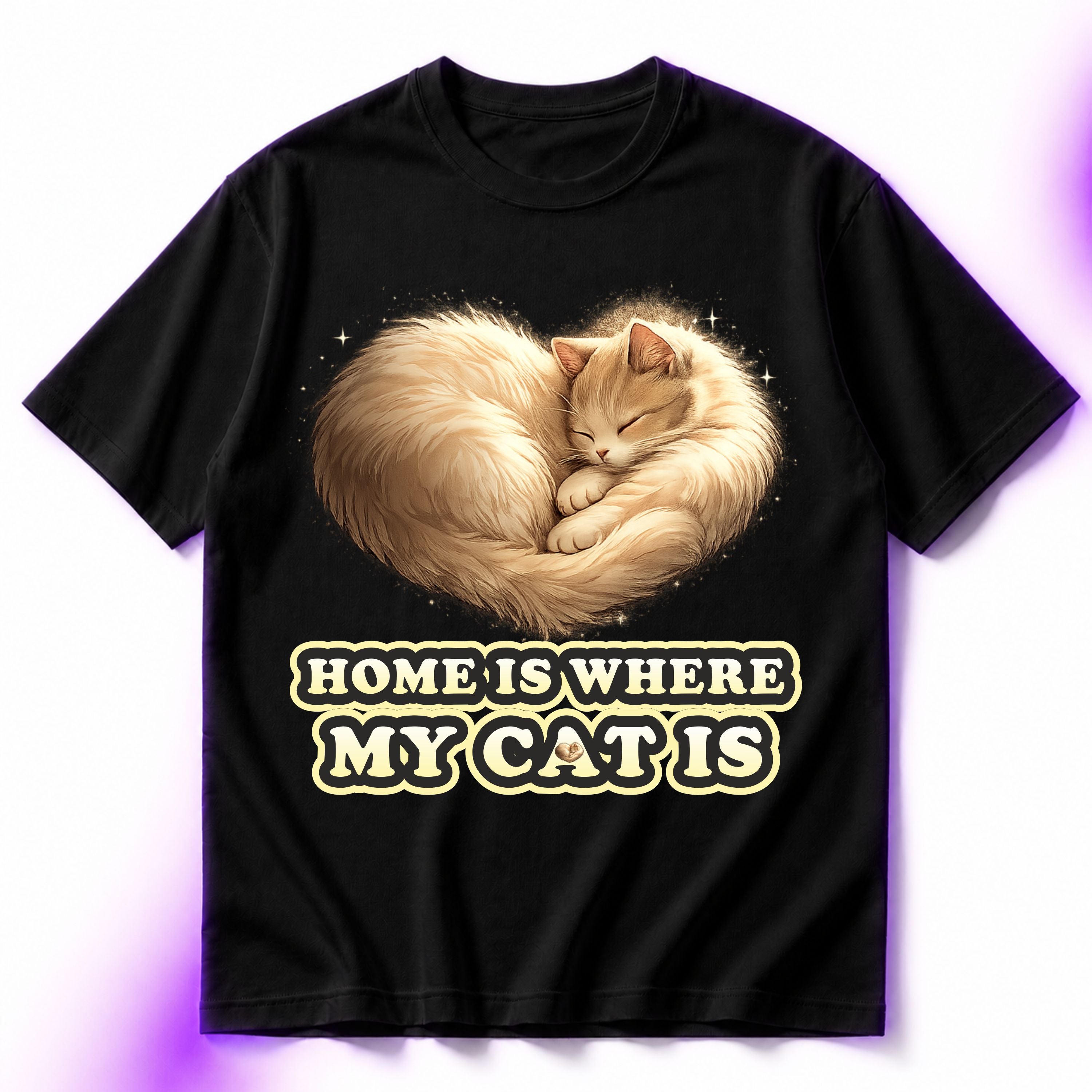 Home Is Where My Cat Is Oversized Graphic T-Shirt – Cat Lover Unisex Tee