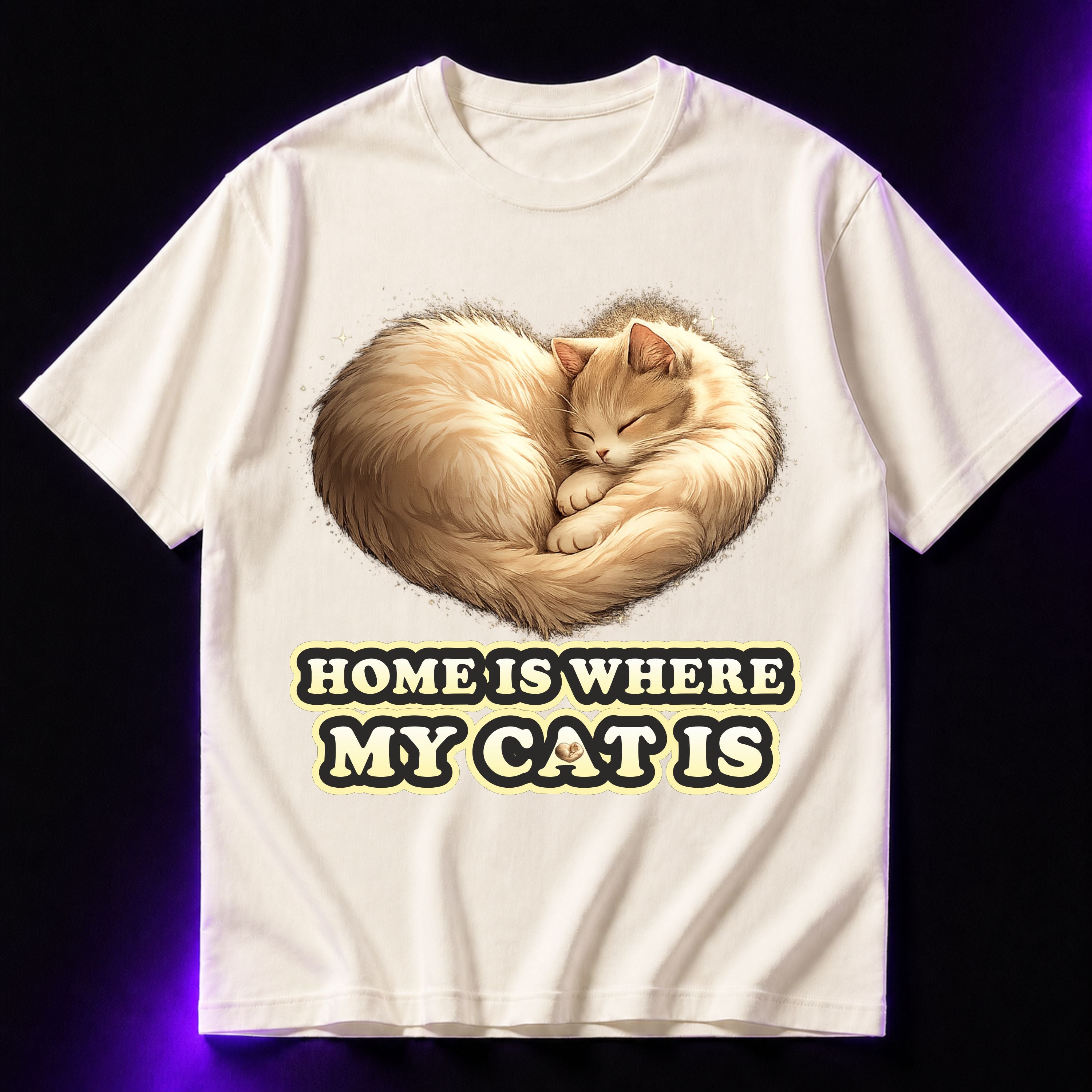 Home Is Where My Cat Is Oversized Graphic T-Shirt – Cat Lover Unisex Tee