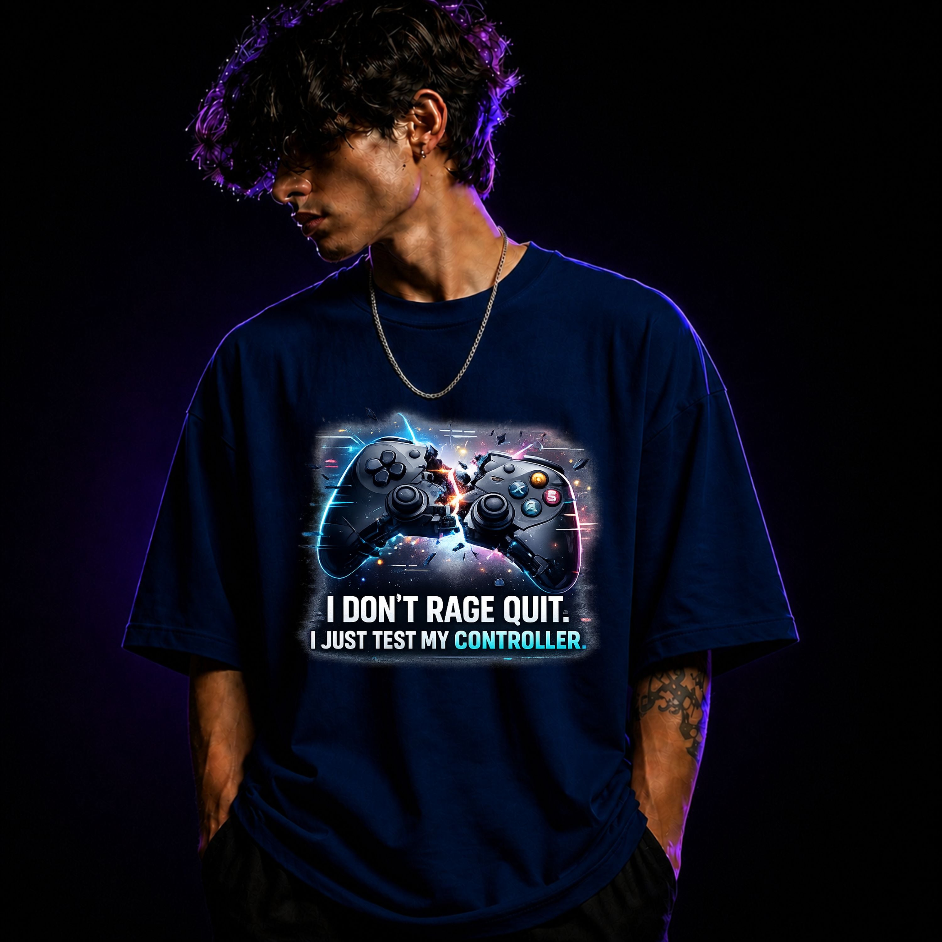 I Don’t Rage Quit I Just Test My Controller Oversized Gaming Graphic T-Shirt – Funny Gamer Tee