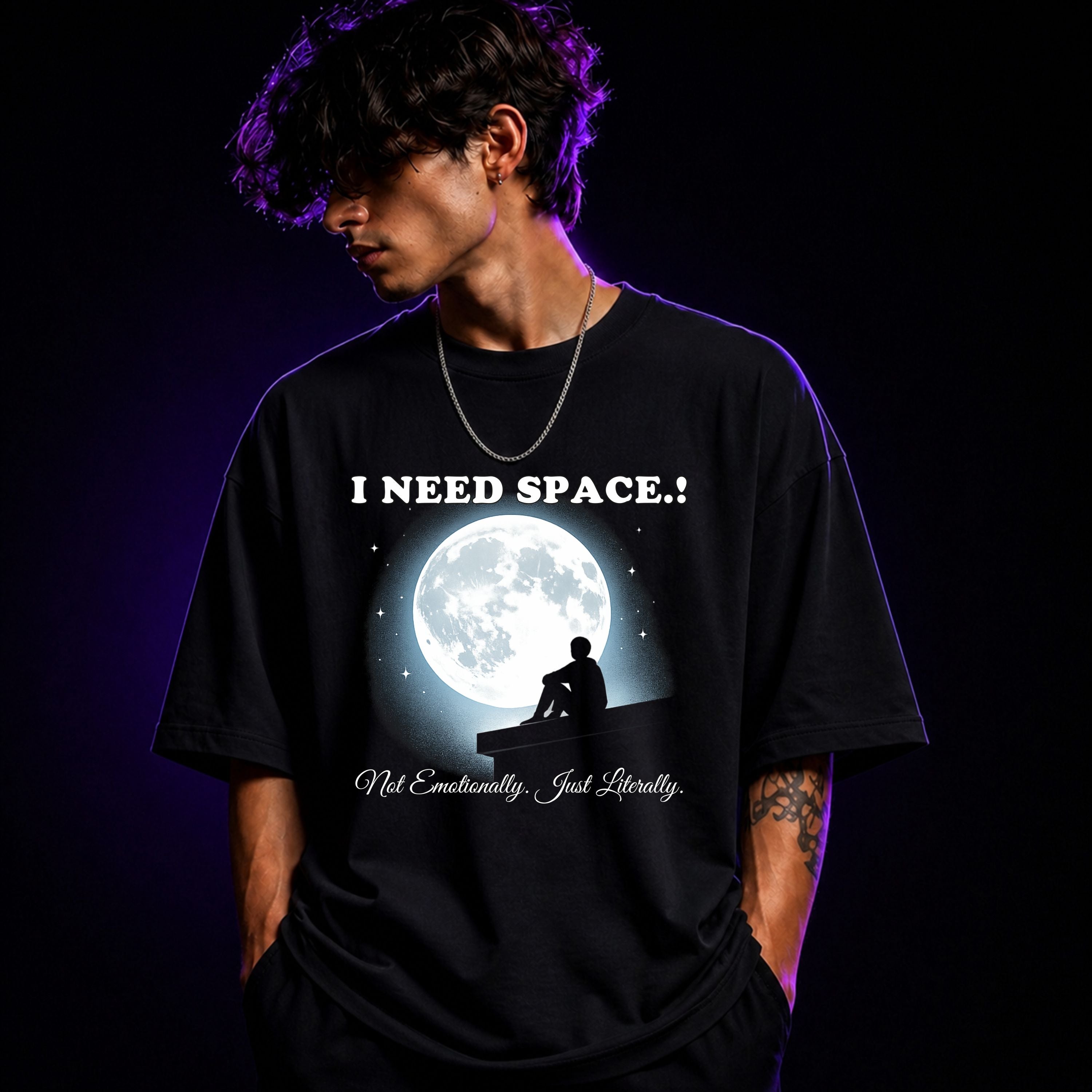 I Need Space, Not Emotionally Just Literally Oversized Graphic T-Shirt – Aesthetic, Introvert Unisex Tee