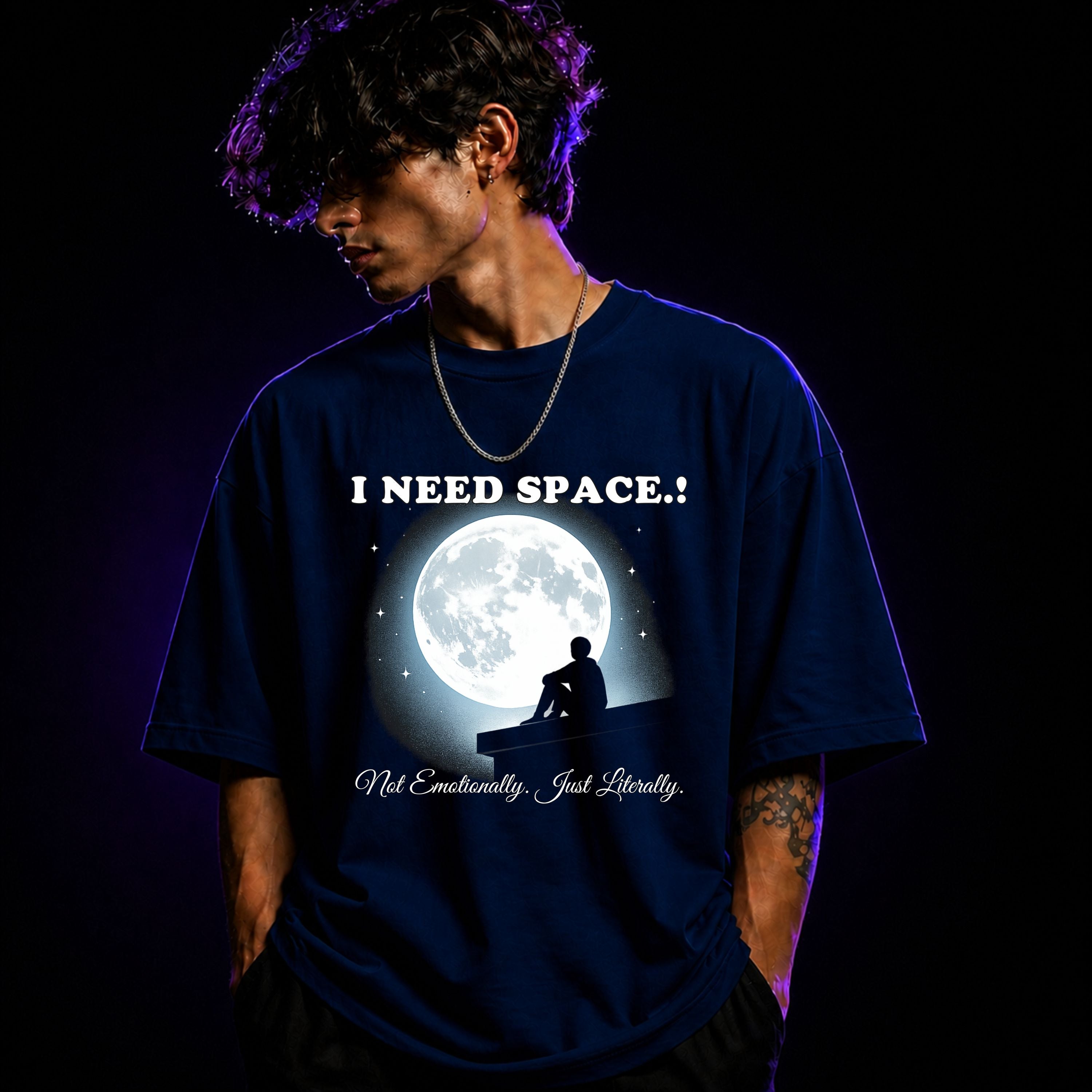 I Need Space, Not Emotionally Just Literally Oversized Graphic T-Shirt – Aesthetic, Introvert Unisex Tee