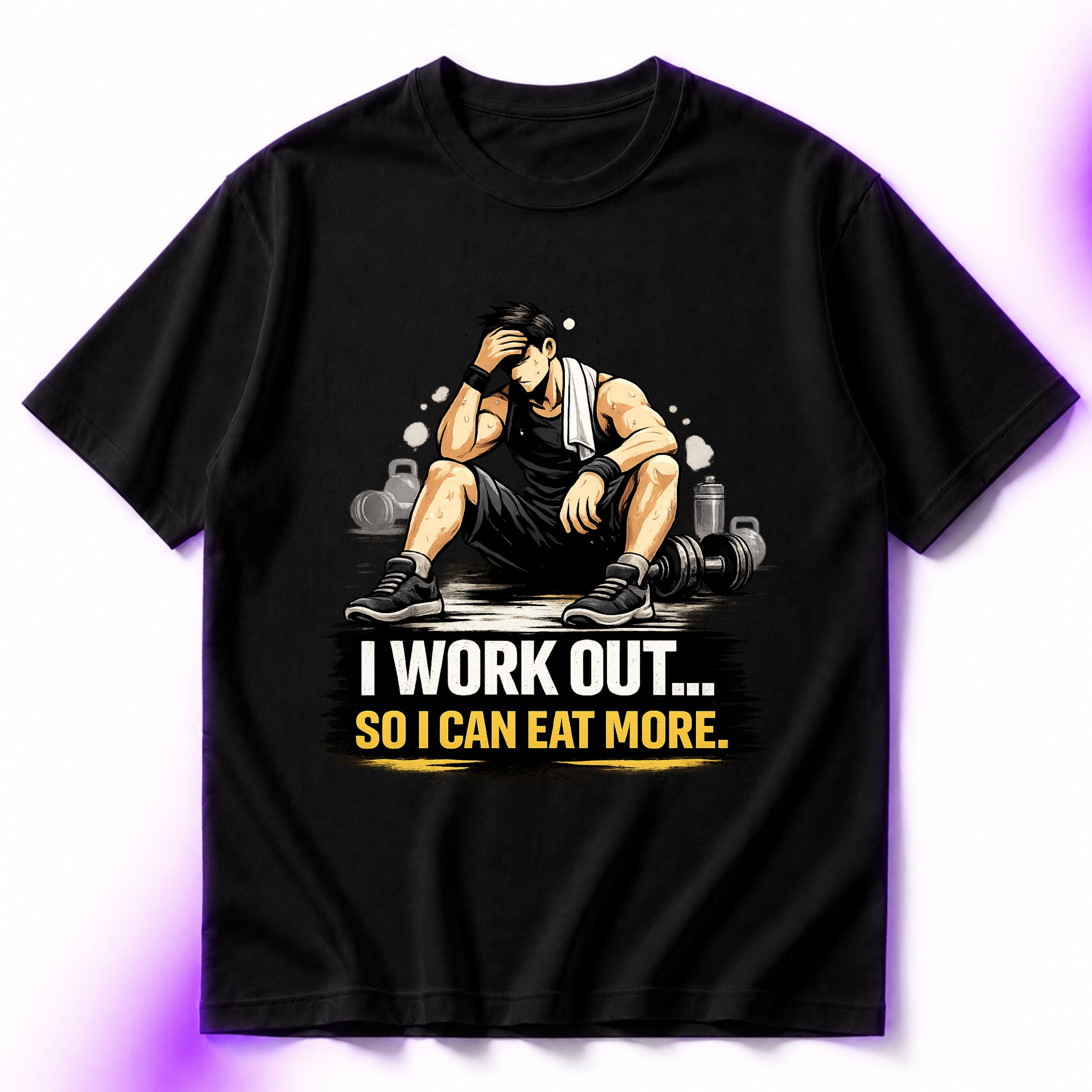 I Work Out So I Can Eat More Oversized Gym Graphic T-Shirt – Funny Fitness Unisex Tee