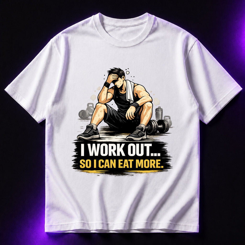 I Work Out So I Can Eat More Oversized Gym Graphic T-Shirt – Funny Fitness Unisex Tee