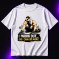 I Work Out So I Can Eat More Oversized Gym Graphic T-Shirt – Funny Fitness Unisex Tee
