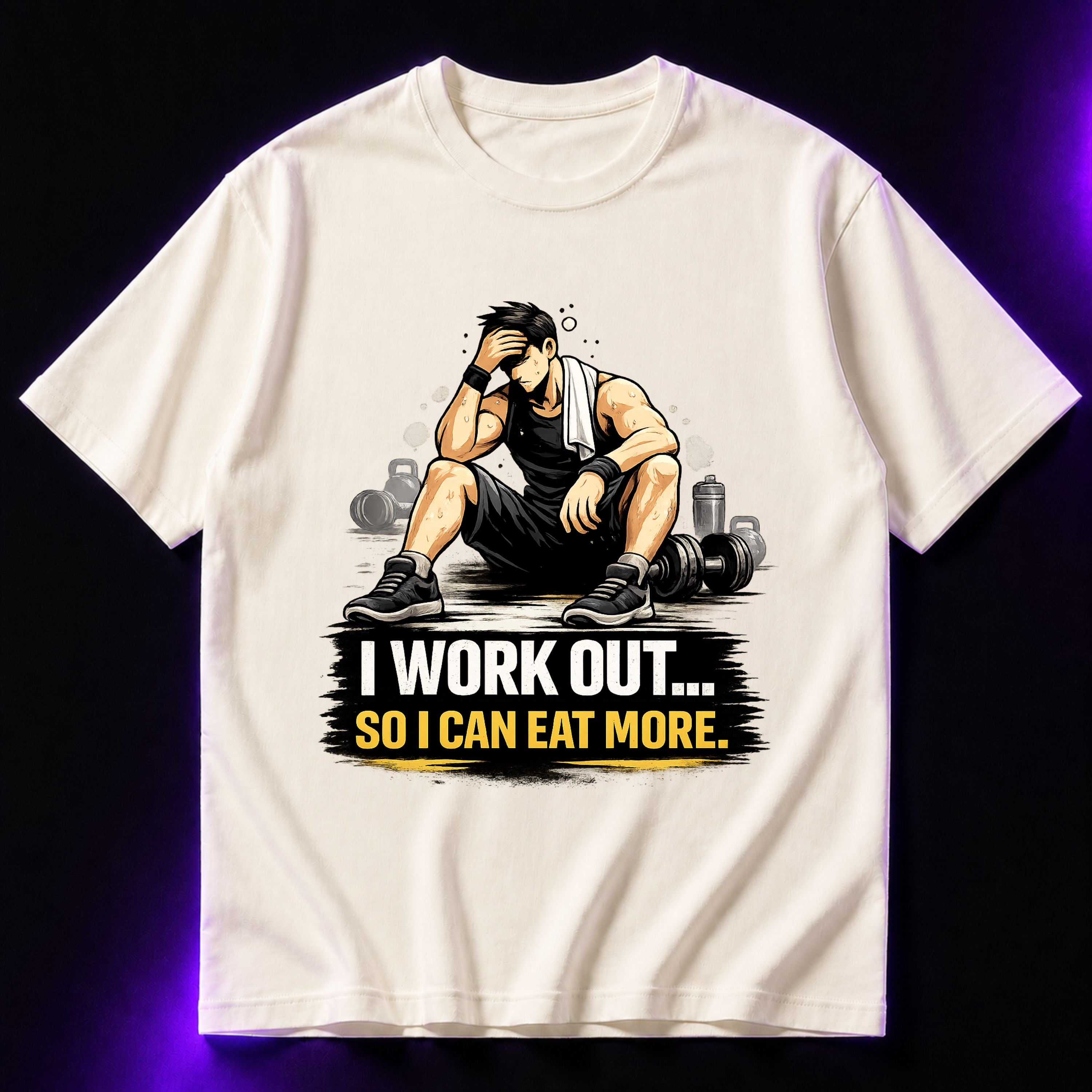 I Work Out So I Can Eat More Oversized Gym Graphic T-Shirt – Funny Fitness Unisex Tee