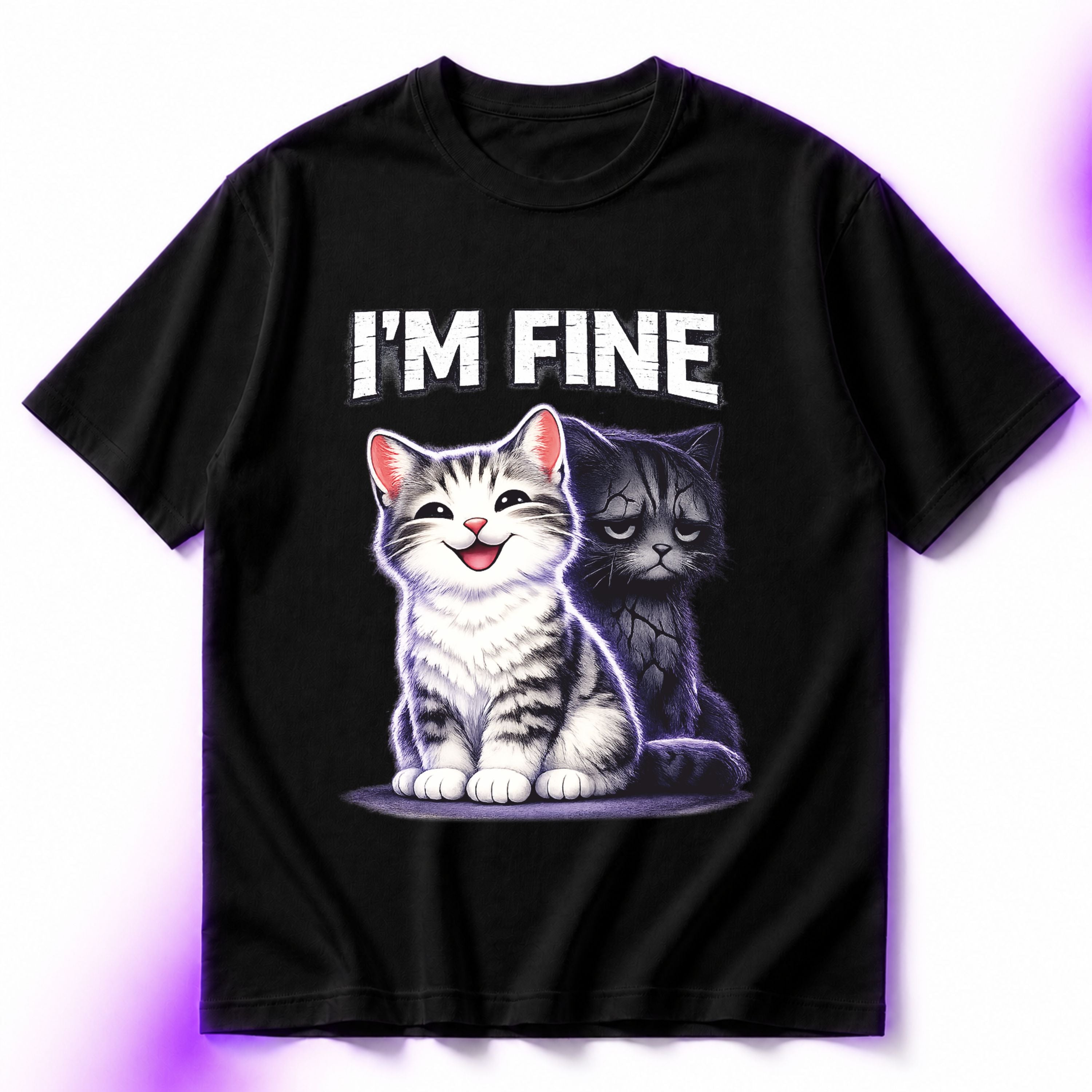 I’m Fine ( Sad Cat ) Oversized Graphic T-Shirt –  Cat Lover Unisex Tee