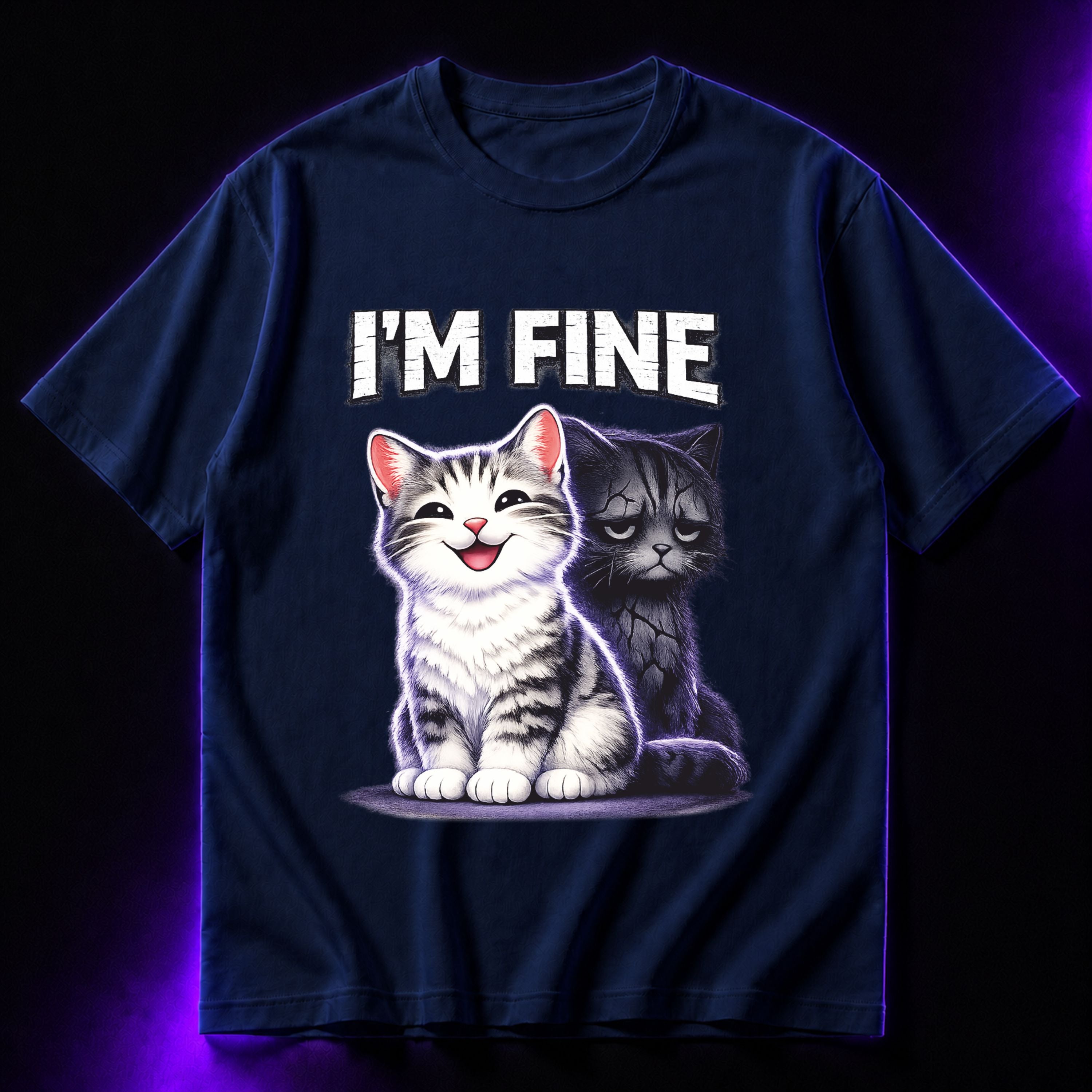 I’m Fine ( Sad Cat ) Oversized Graphic T-Shirt –  Cat Lover Unisex Tee