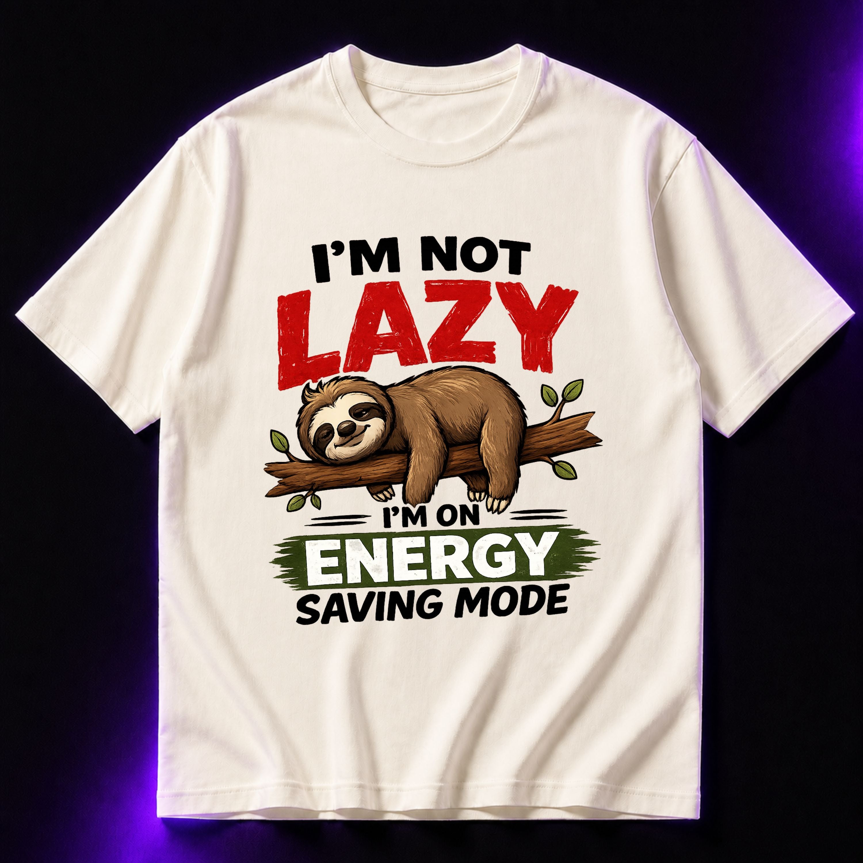 I’m Not Lazy I’m On Energy Saving Mode Oversized Graphic T-Shirt – Funny Sarcasm Unisex Tee