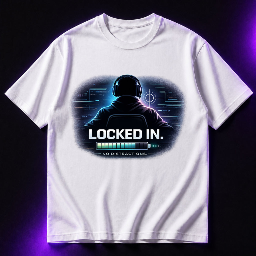 Locked In No Distractions Oversized Gaming Graphic T-Shirt – Unisex Gamer Tee