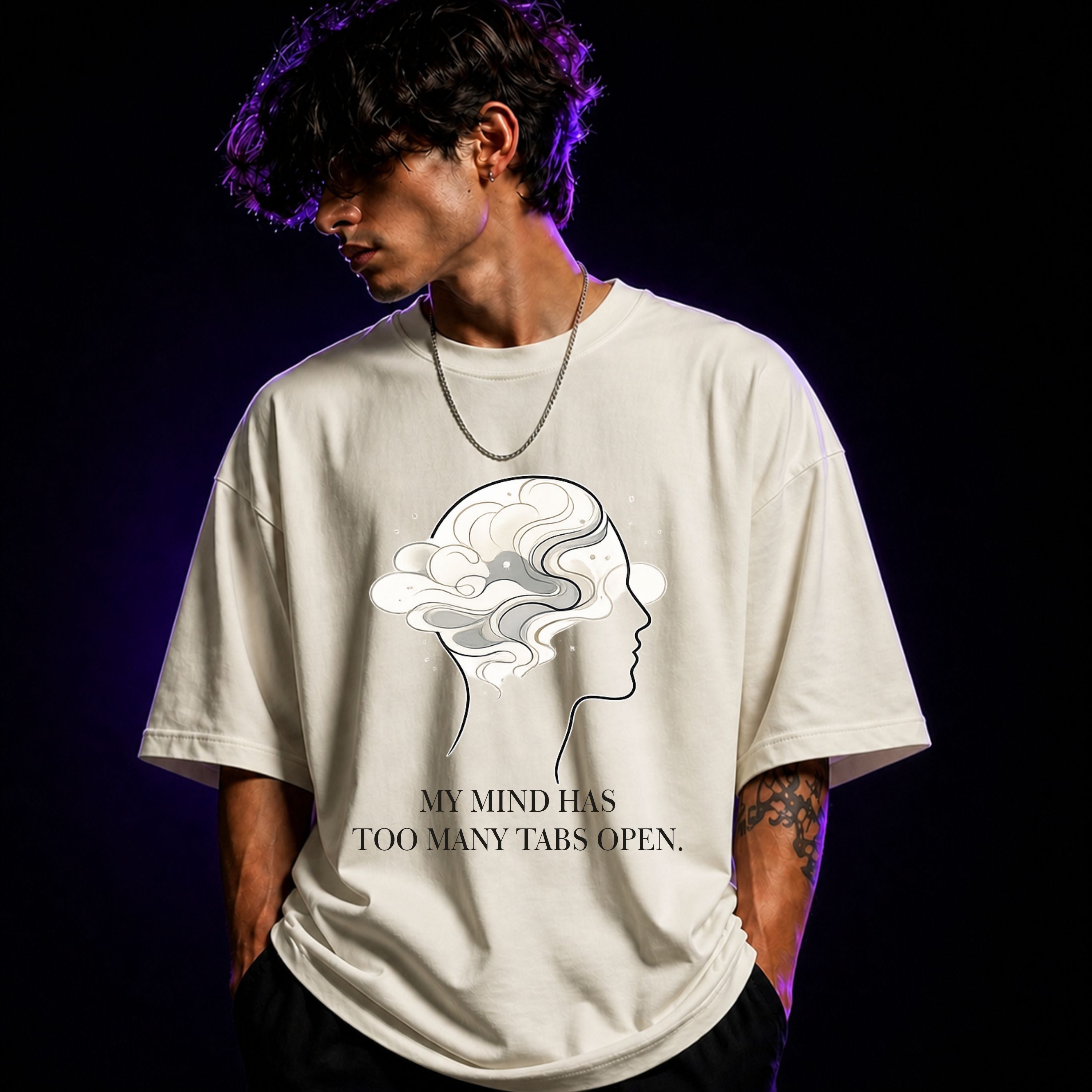 My Mind Has Too Many Tabs Open Oversized Graphic T-Shirt – Aesthetic Unisex Tee