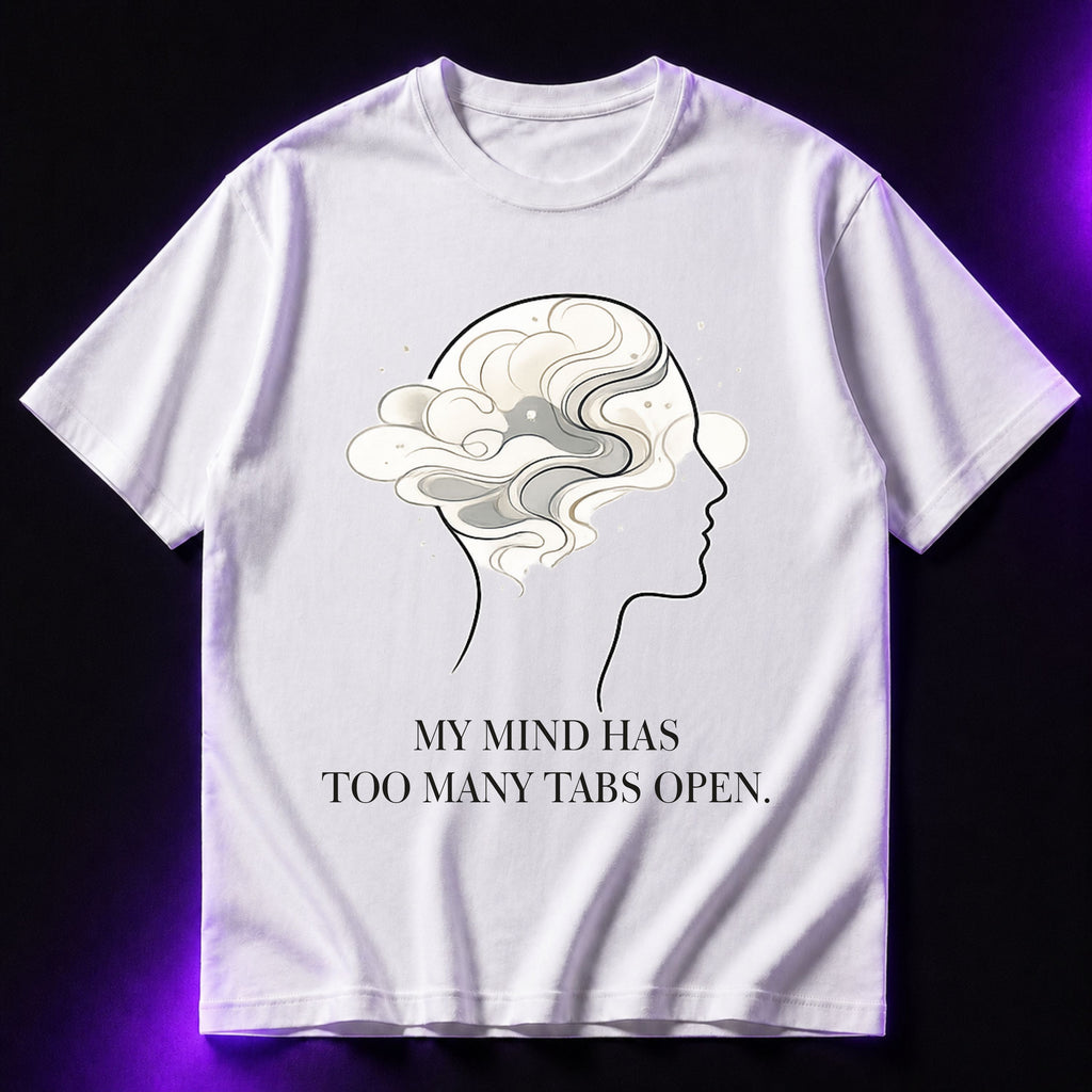 My Mind Has Too Many Tabs Open Oversized Graphic T-Shirt – Aesthetic Unisex Tee