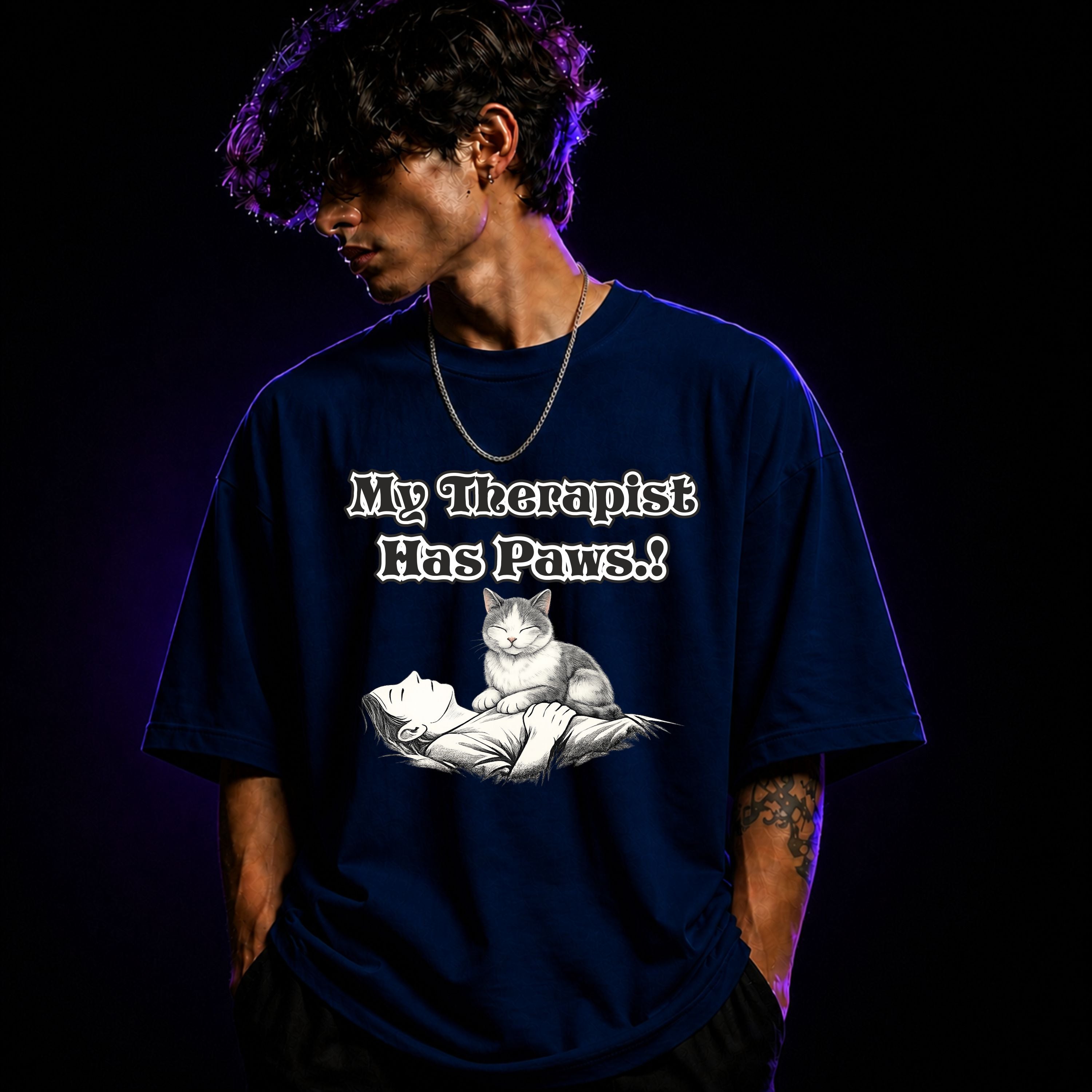 My Therapist Has Paws Oversized Graphic T-Shirt – Caring Pet Lover Unisex Tee