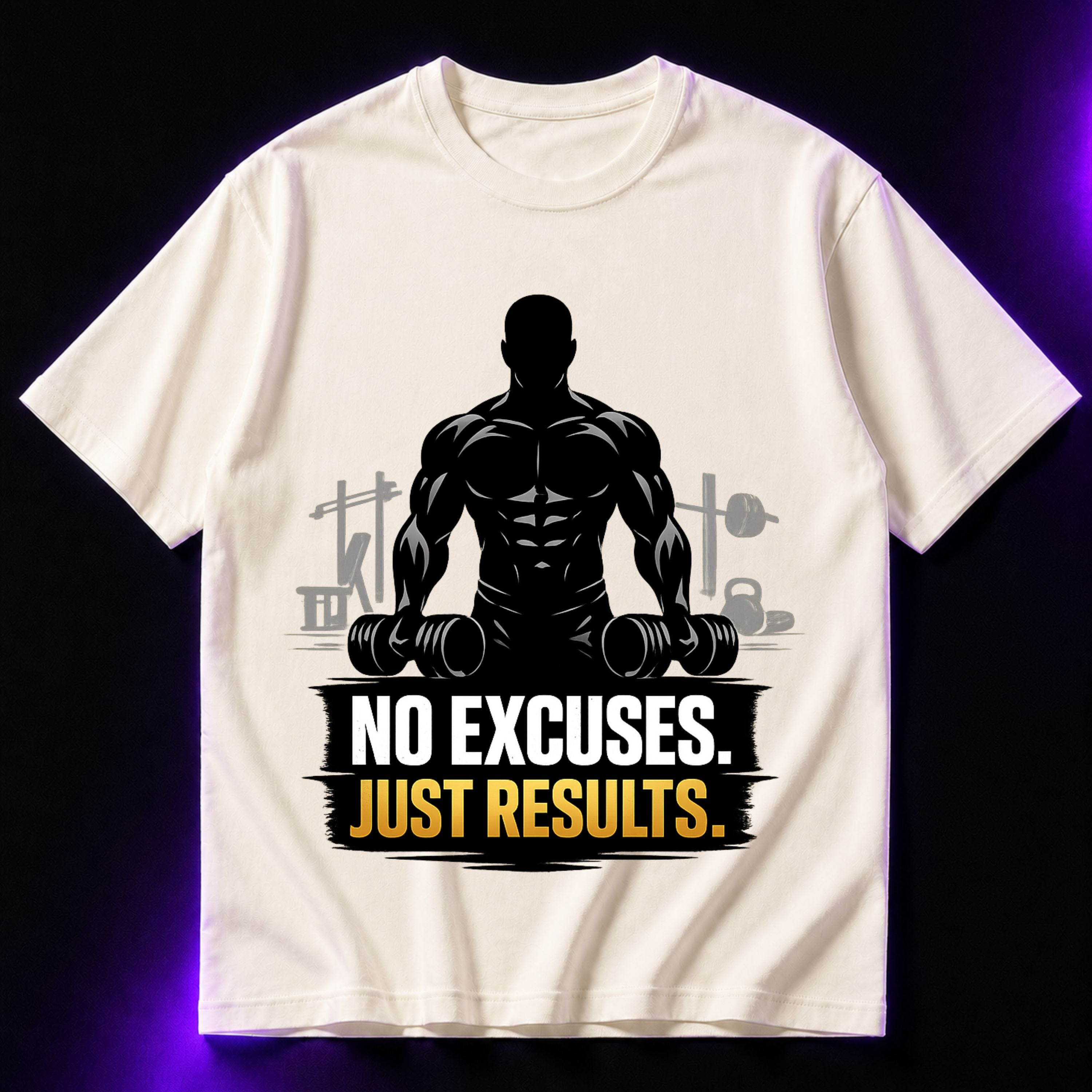 No Excuses Just Results Oversized Gym Graphic T-Shirt – Motivational Unisex Tee