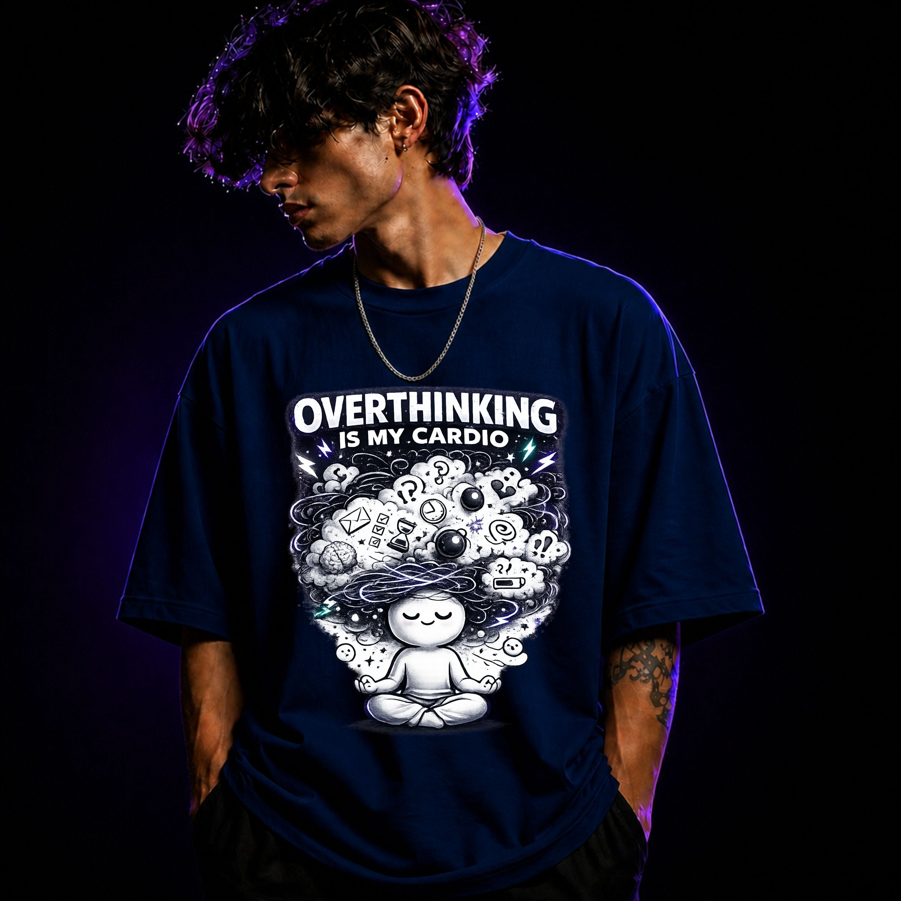 Overthinking Is My Cardio Oversized Graphic T-Shirt – Funny Sarcasm Unisex Tee