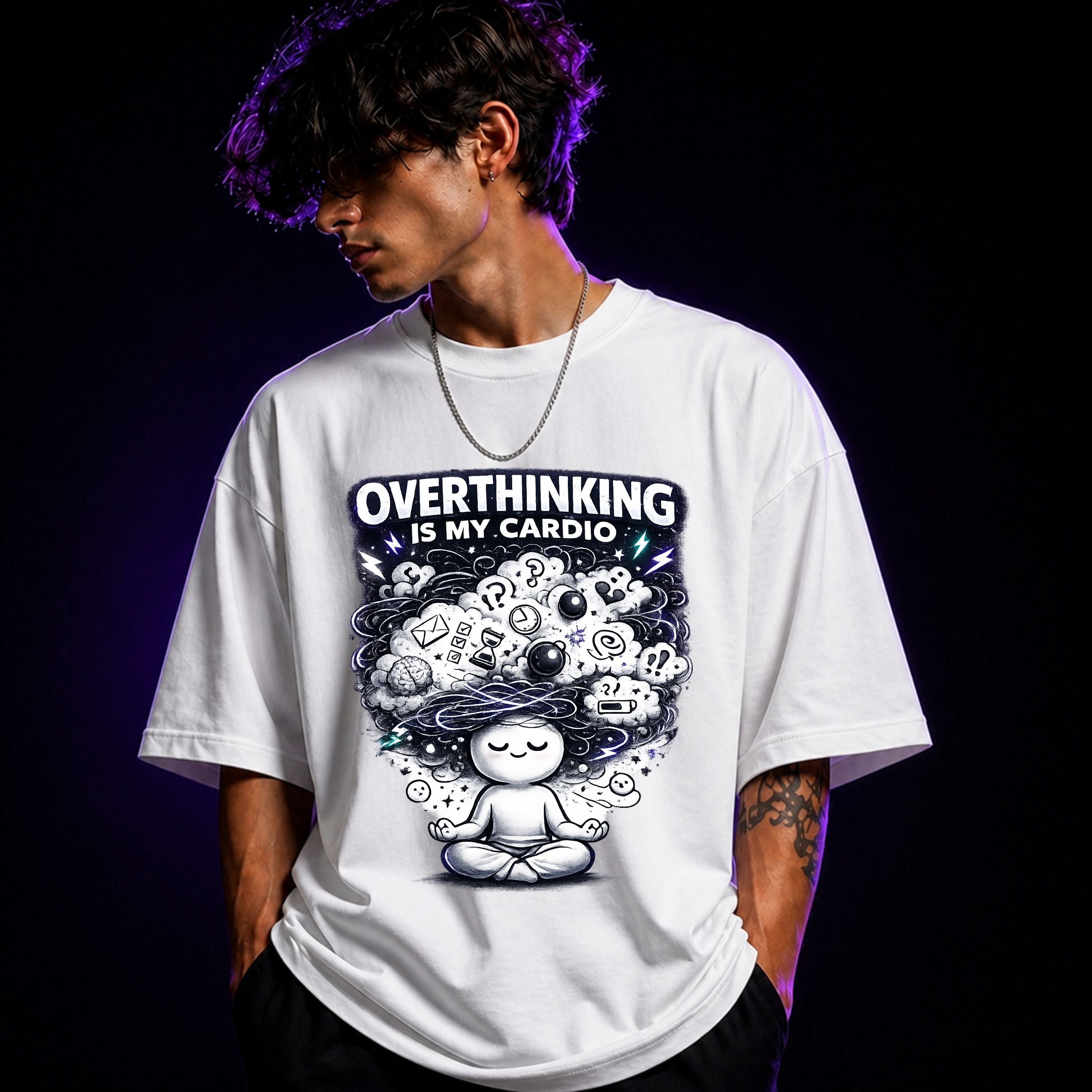 Overthinking Is My Cardio Oversized Graphic T-Shirt – Funny Sarcasm Unisex Tee
