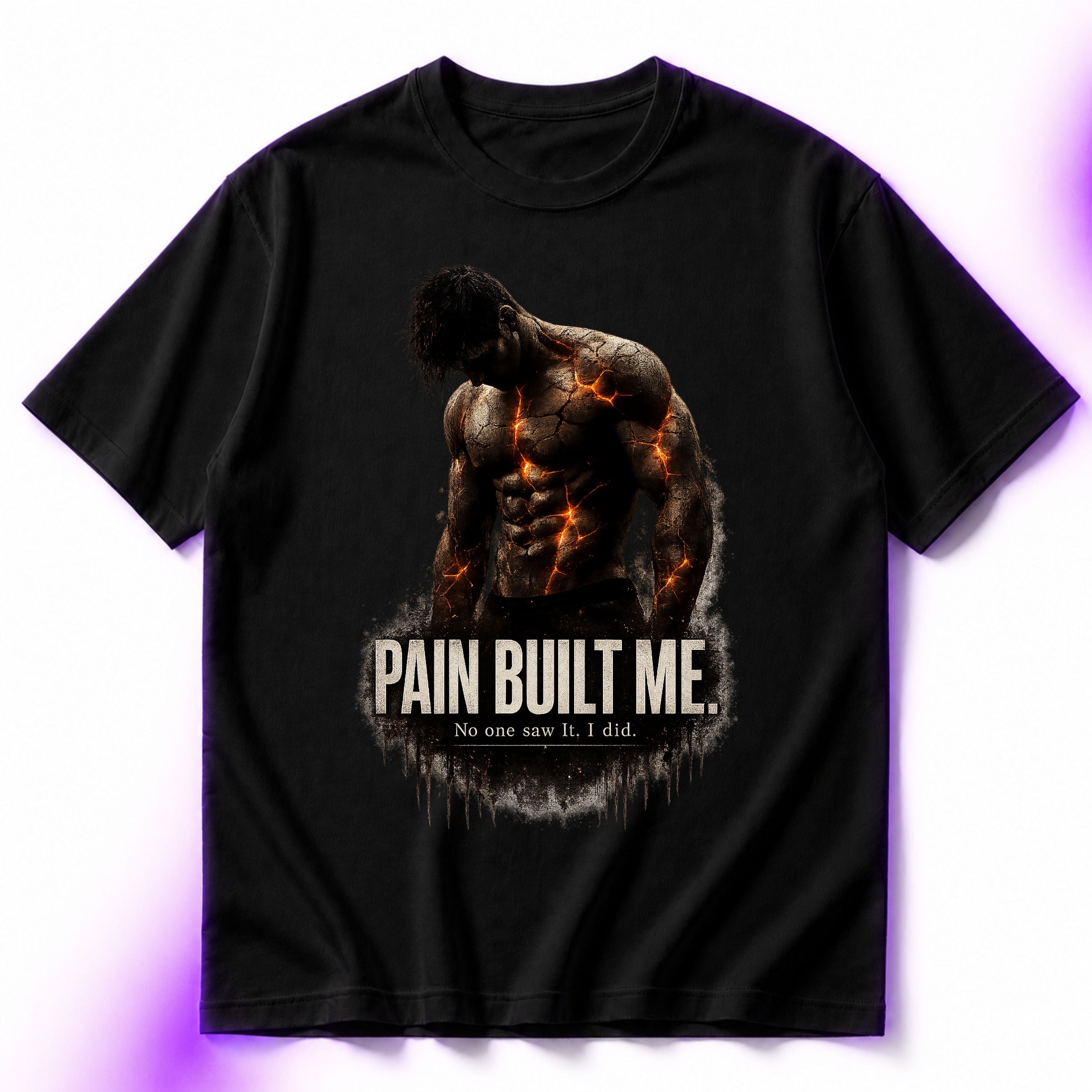 Pain Built Me No One Saw It Oversized Gym Graphic T-Shirt – Motivational Unisex Tee