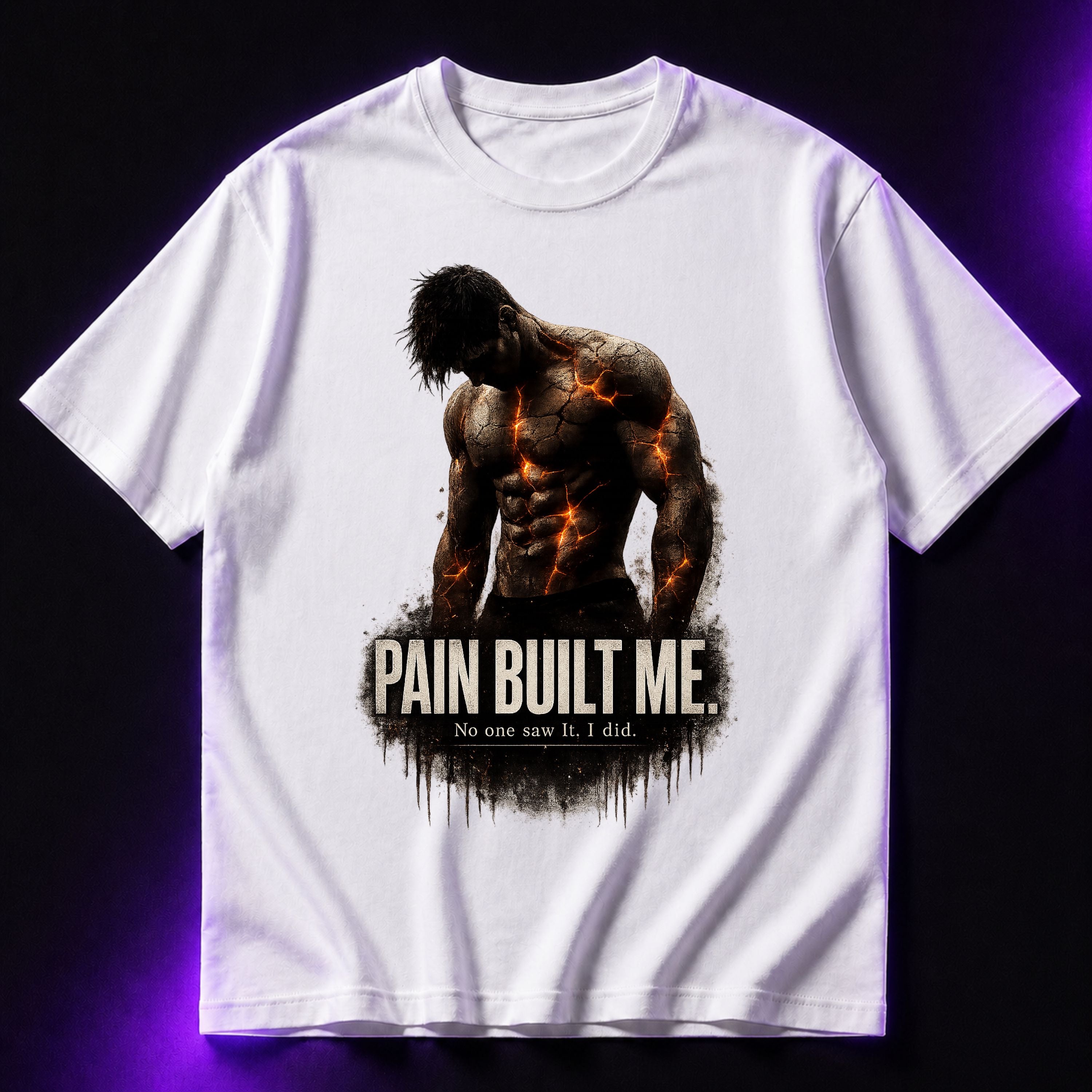 Pain Built Me No One Saw It Oversized Gym Graphic T-Shirt – Motivational Unisex Tee