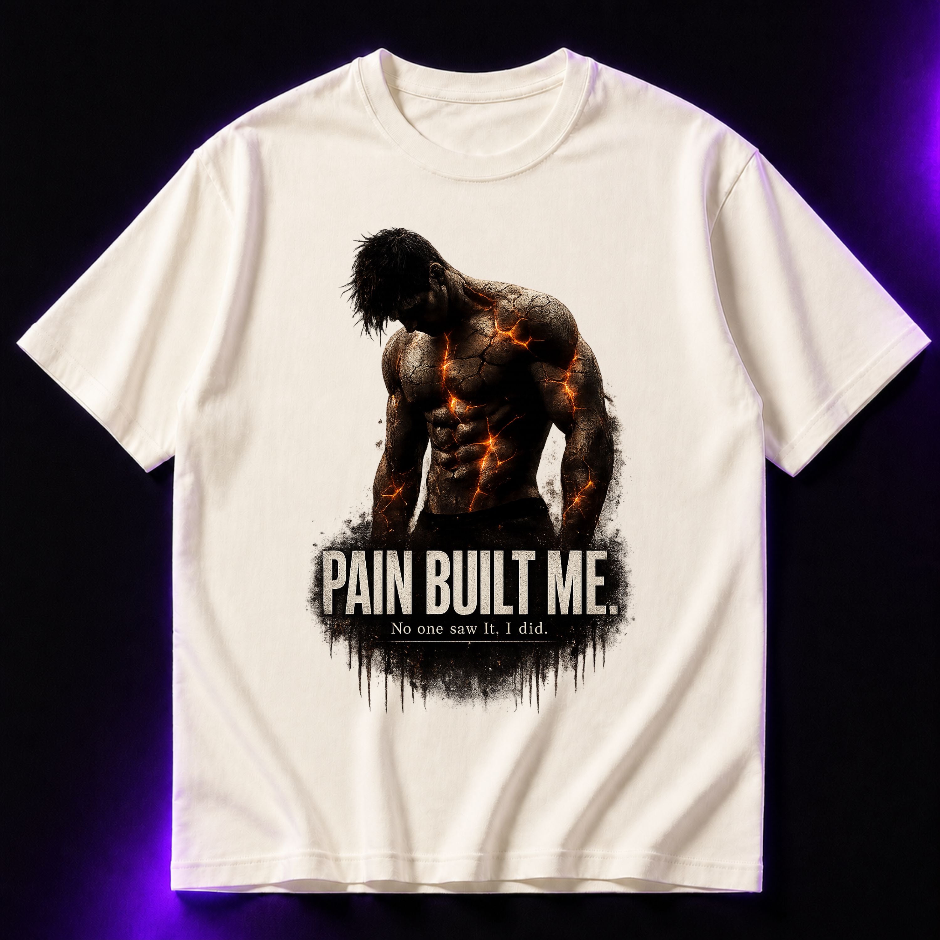 Pain Built Me No One Saw It Oversized Gym Graphic T-Shirt – Motivational Unisex Tee