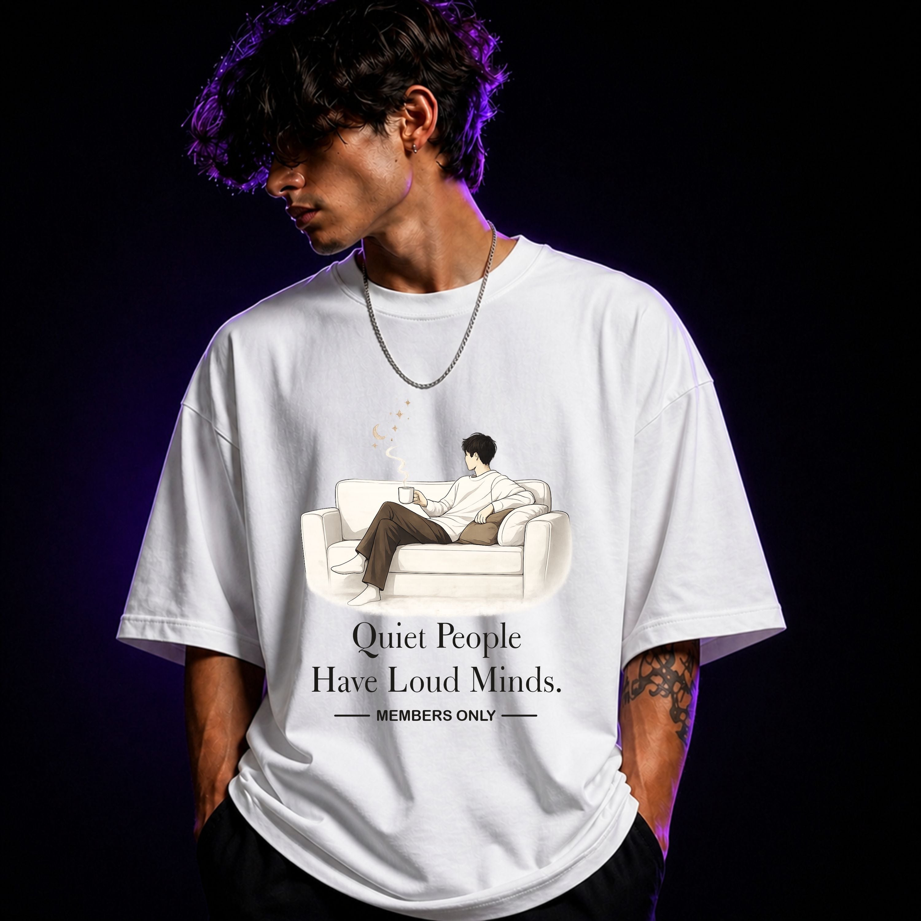 Quiet People Have Loud Minds. Members Only Aesthetic Unisex Terry Oversized Tee