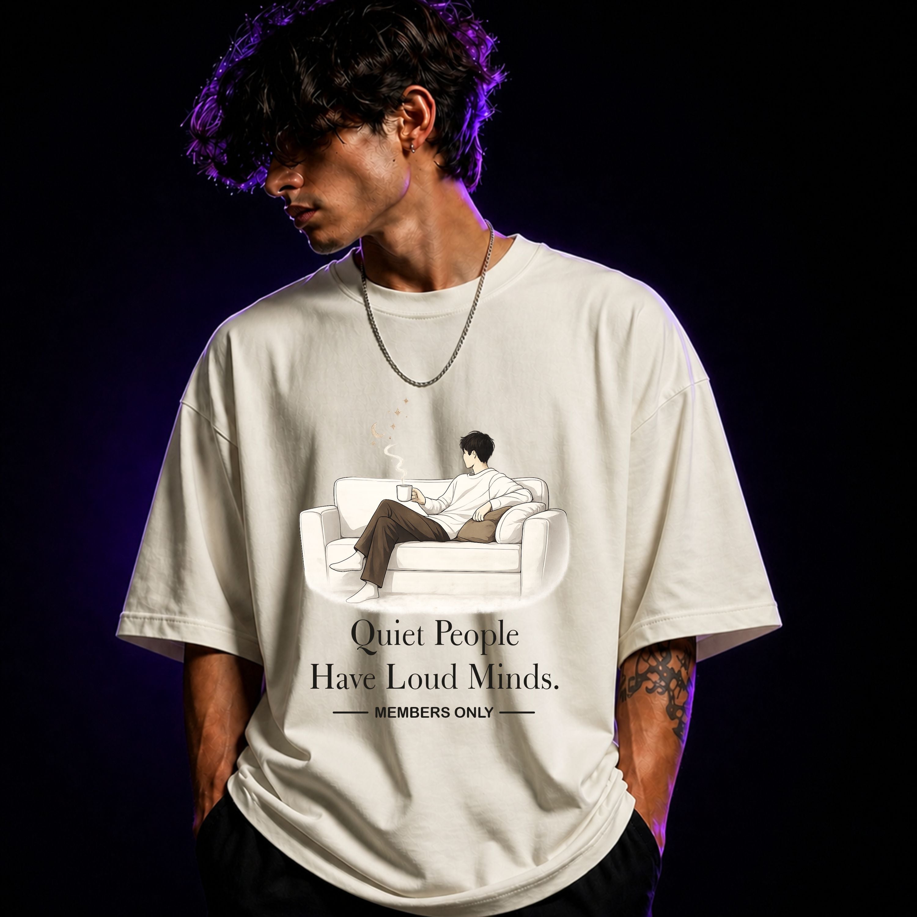 Quiet People Have Loud Minds. Members Only Aesthetic Unisex Terry Oversized Tee