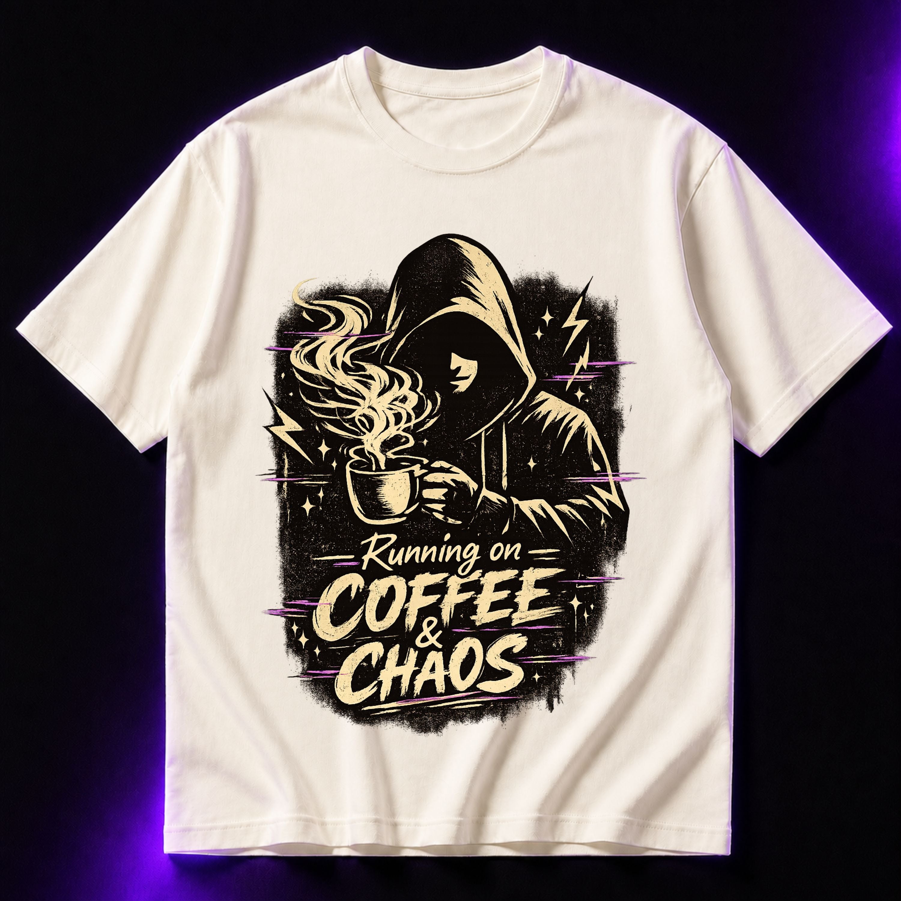 Running on Coffee Oversized Graphic T-Shirt – Coffee Lover Unisex Tee
