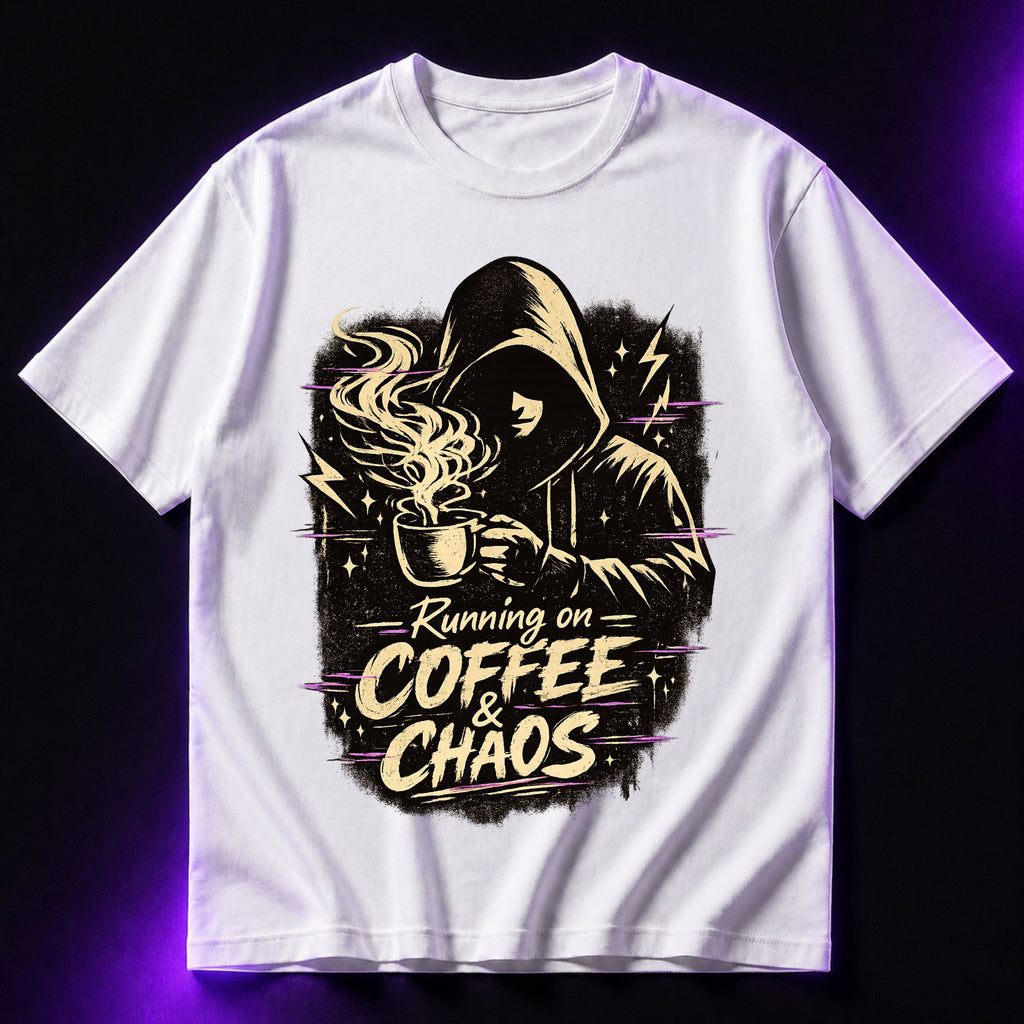 Running on Coffee Oversized Graphic T-Shirt – Coffee Lover Unisex Tee