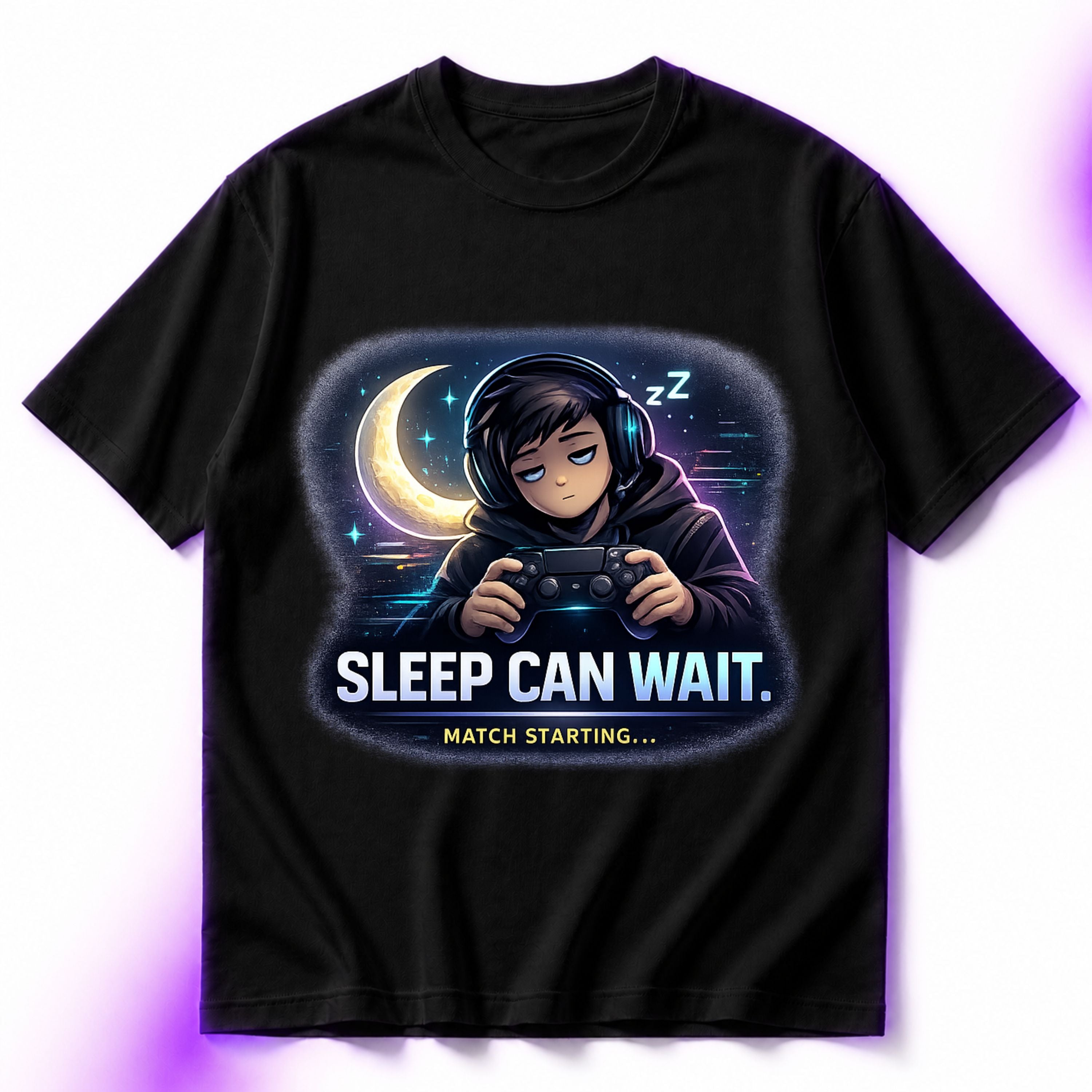 Sleep Can Wait Match Starting Oversized Gaming Graphic T-Shirt – Funny Unisex Gamer Tee