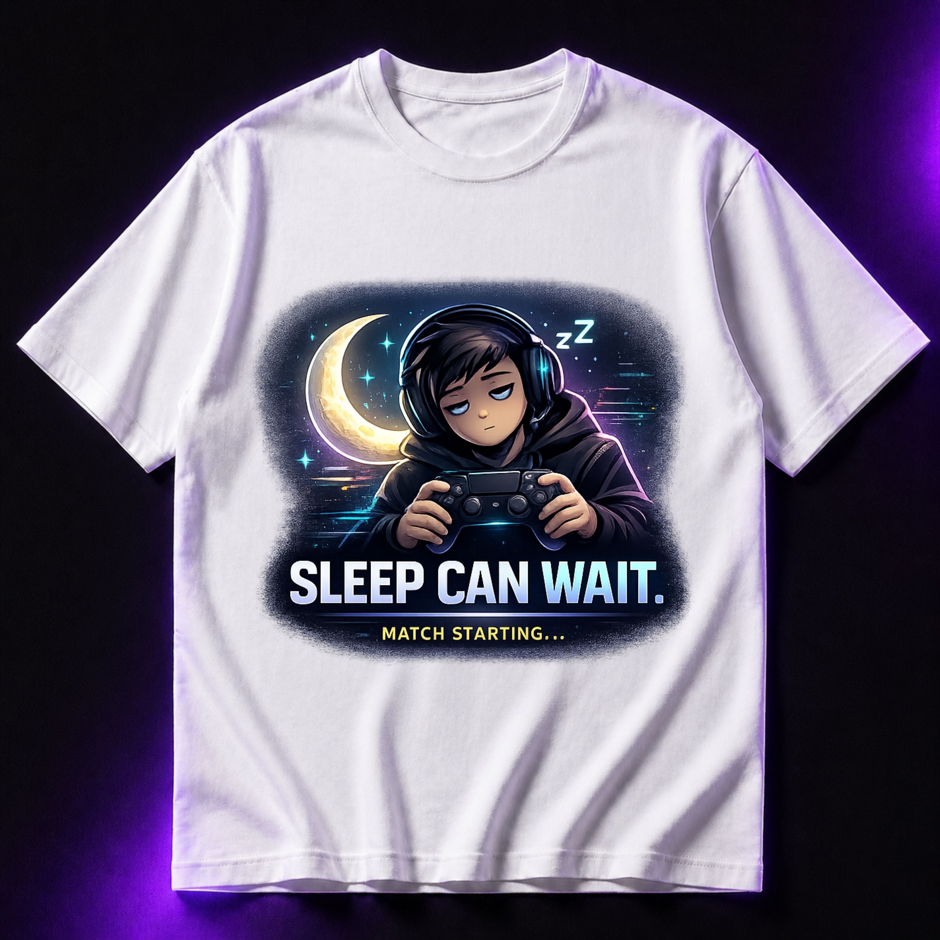 Sleep Can Wait Match Starting Oversized Gaming Graphic T-Shirt – Funny Unisex Gamer Tee
