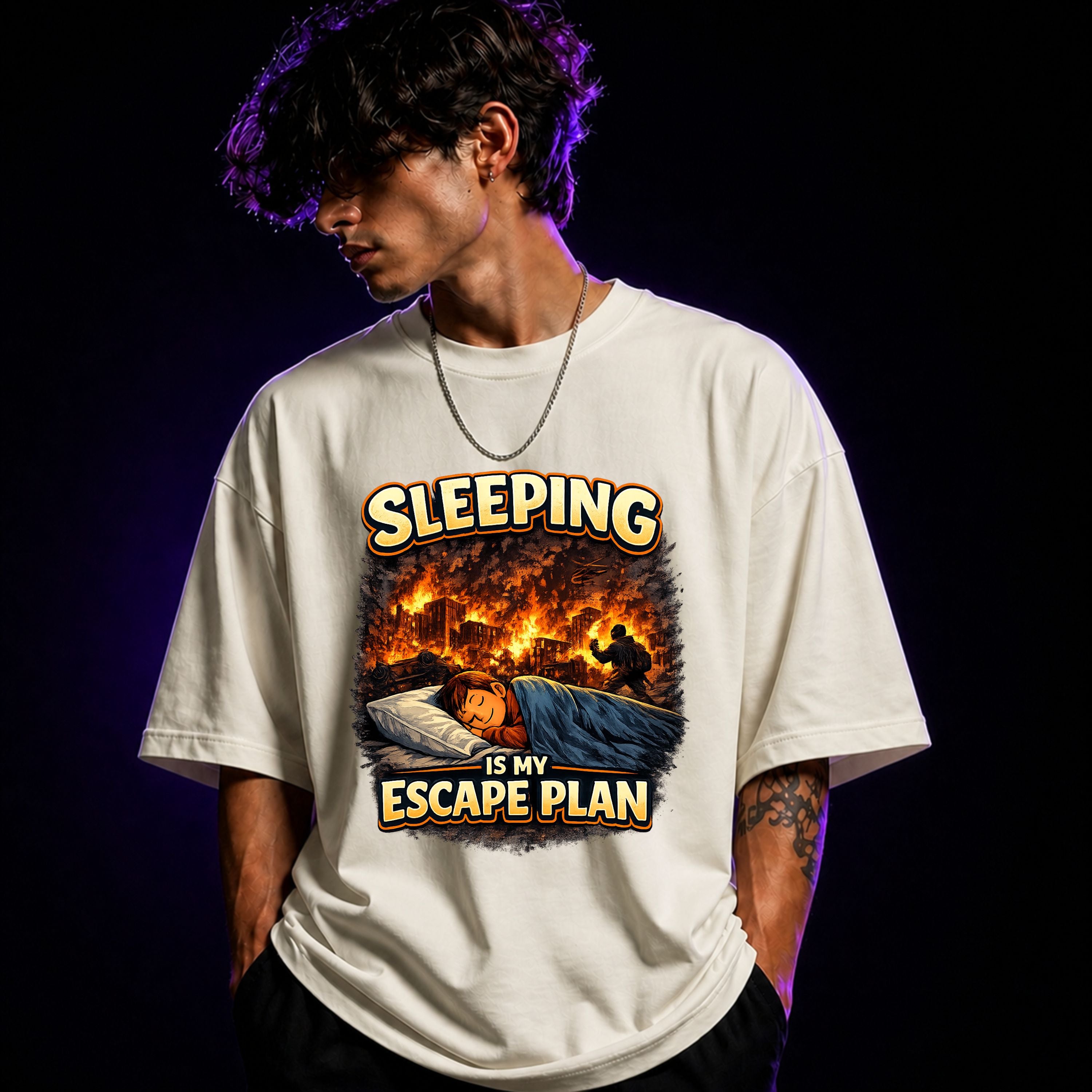 Sleeping Is My Escape Plan Oversized Graphic T-Shirt – Sarcastic Unisex Tee