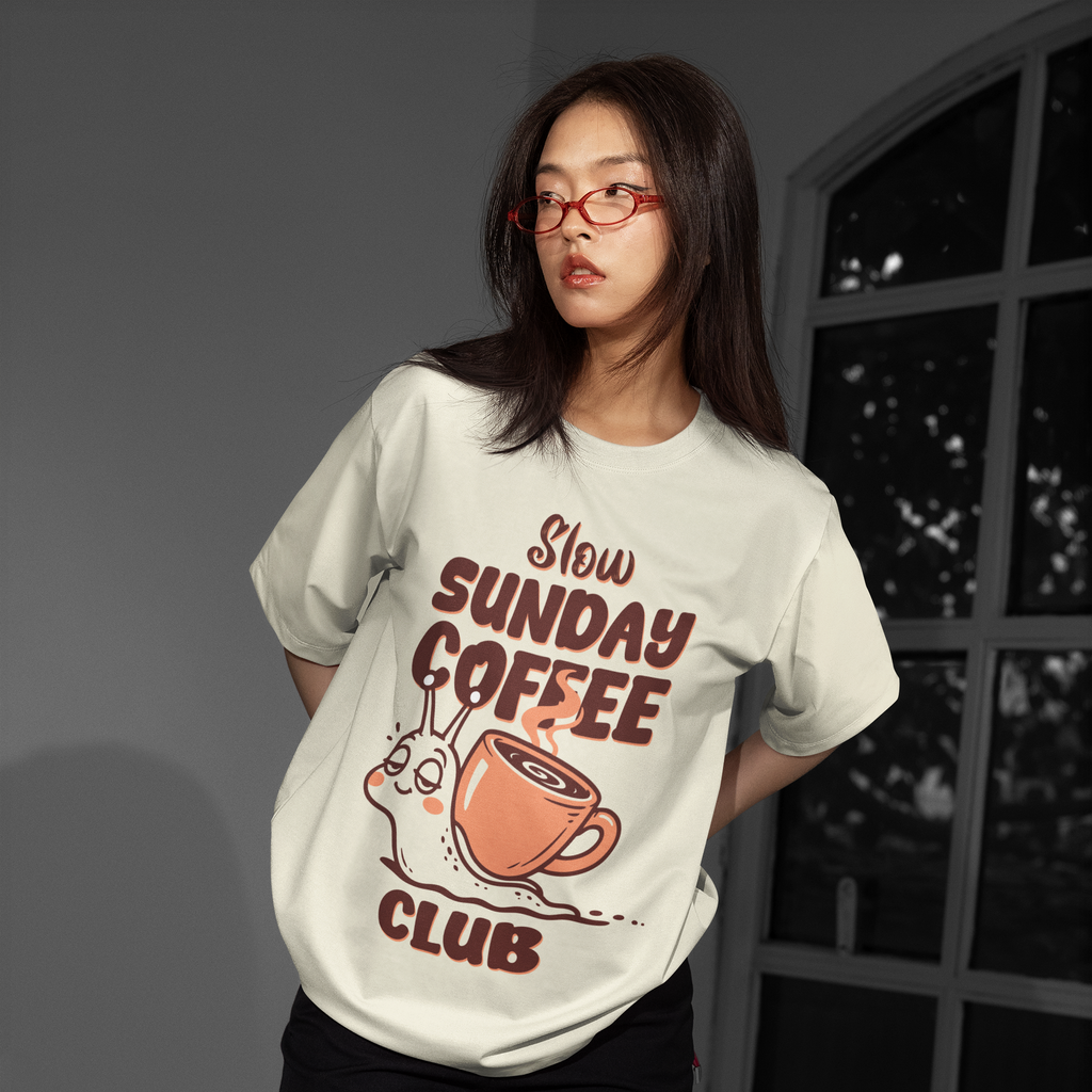 Slow Sunday Coffee Club Unisex Oversized Tee